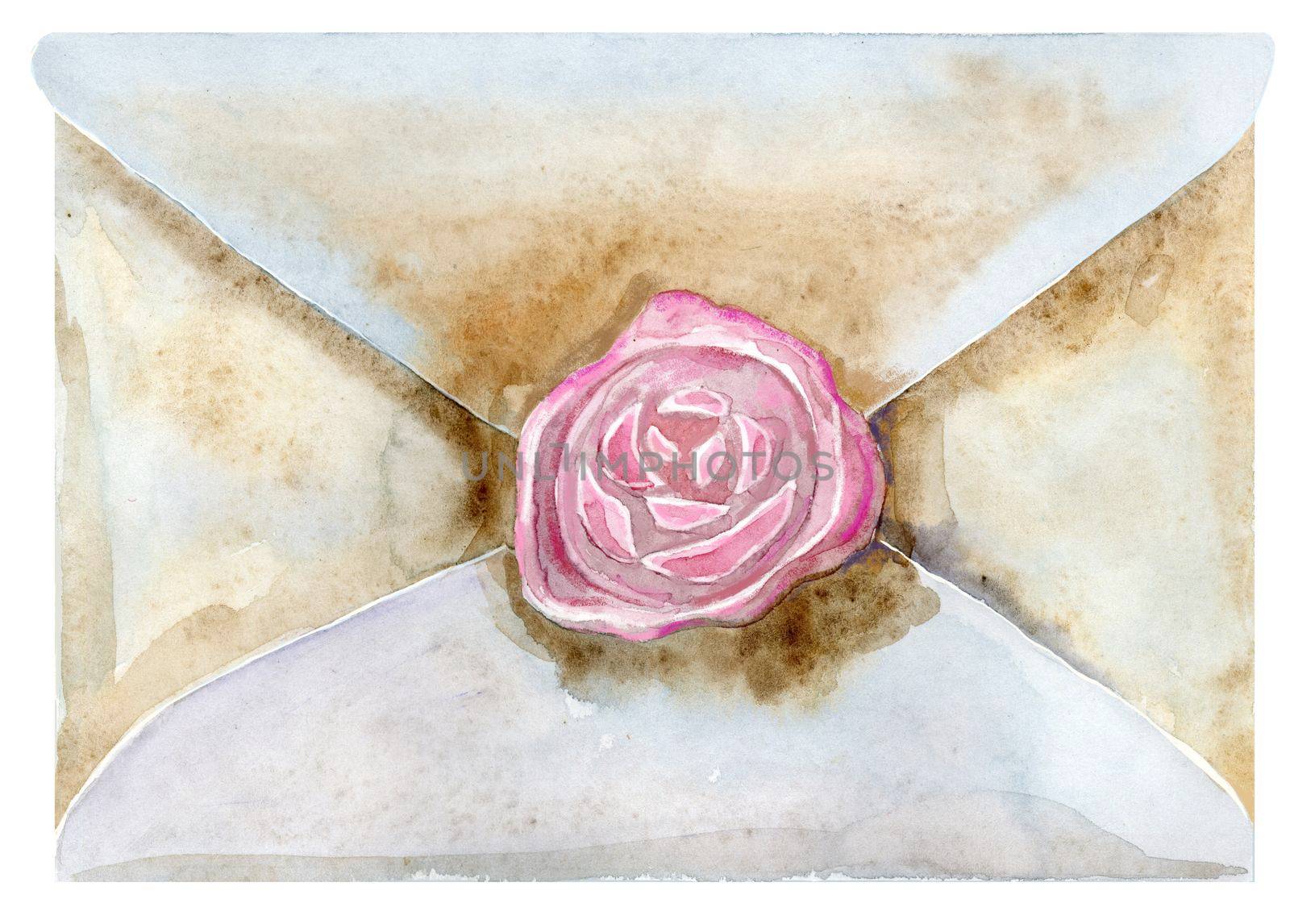 Envelope with a wax seal in the form of a flower by NataOmsk