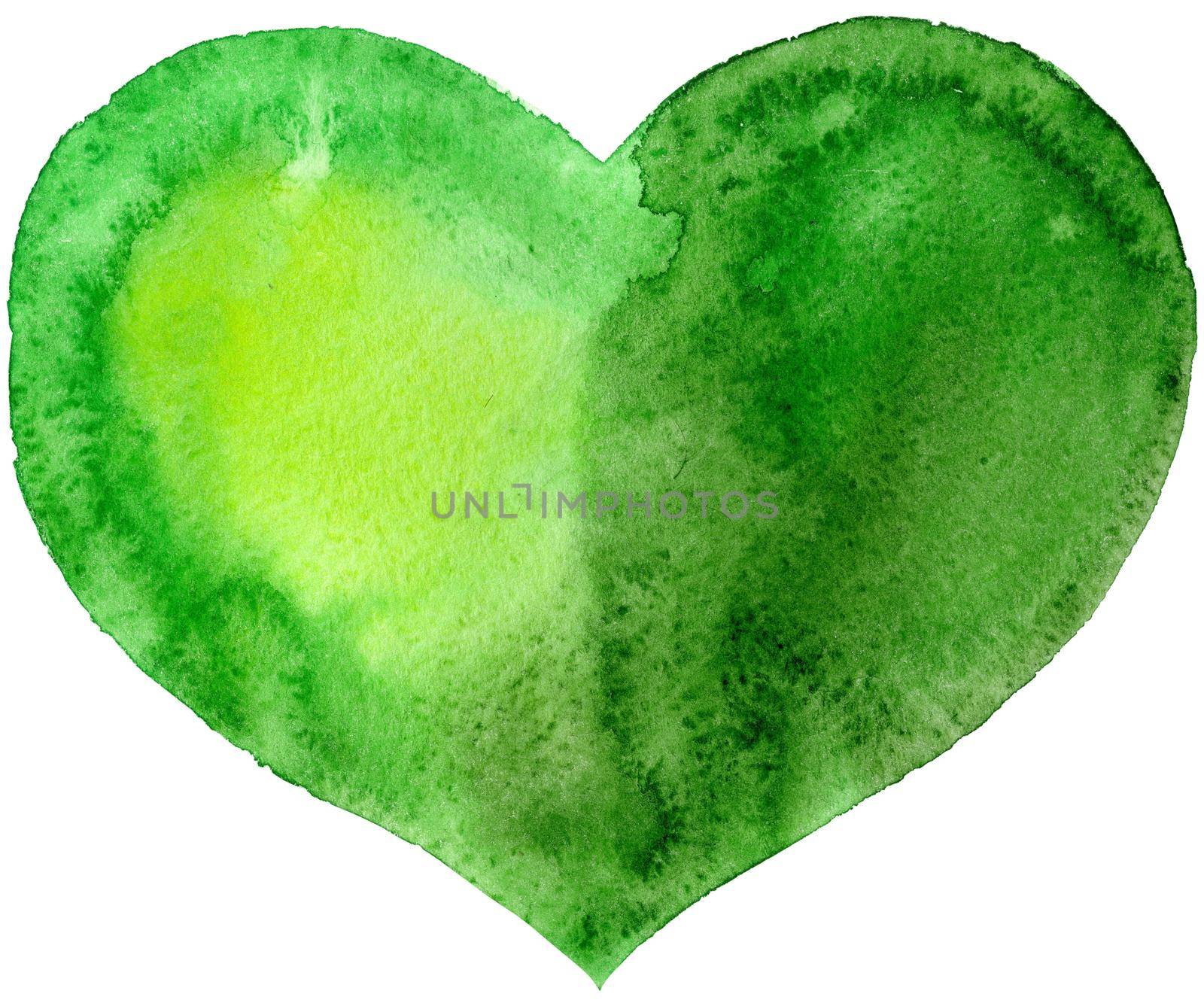 watercolor green heart by NataOmsk