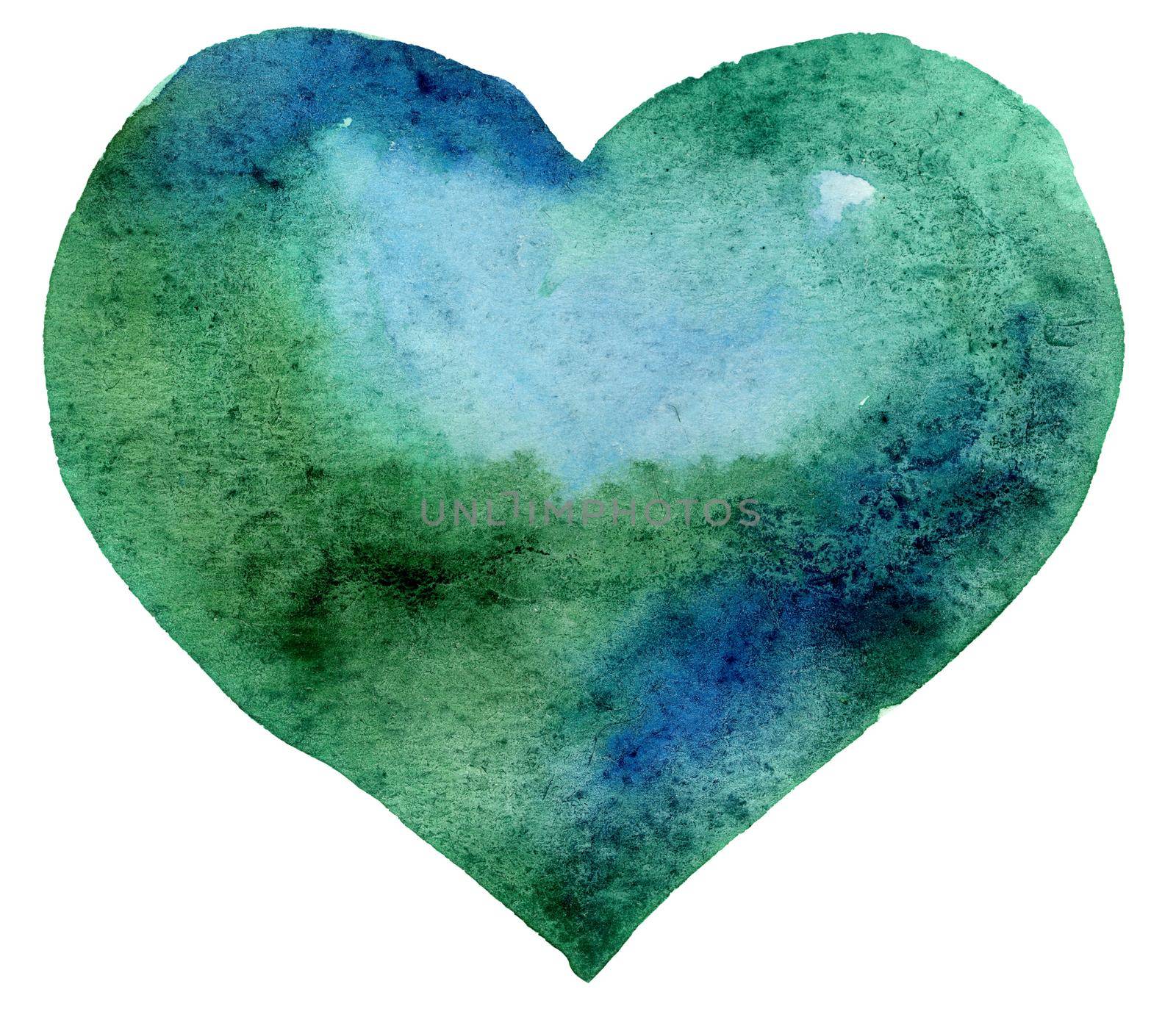 watercolor dark green heart by NataOmsk