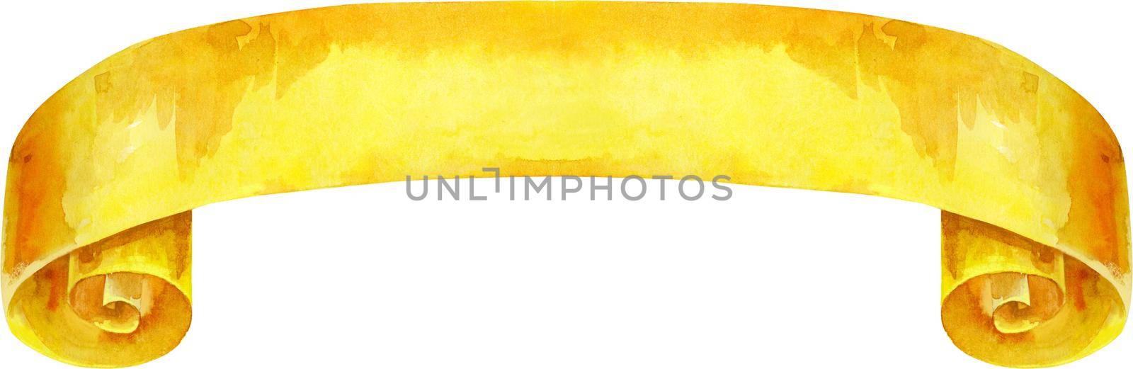 Watercolor hand drawn illustration. Waving yellow flag