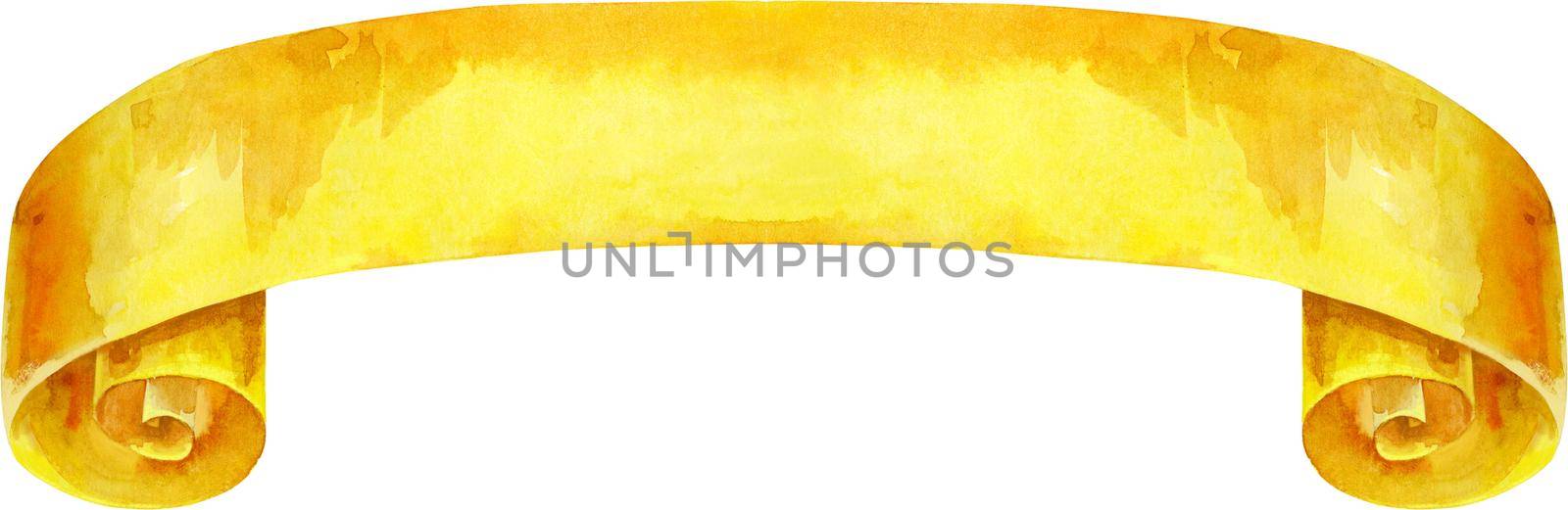 Watercolor hand drawn illustration. Waving yellow flag