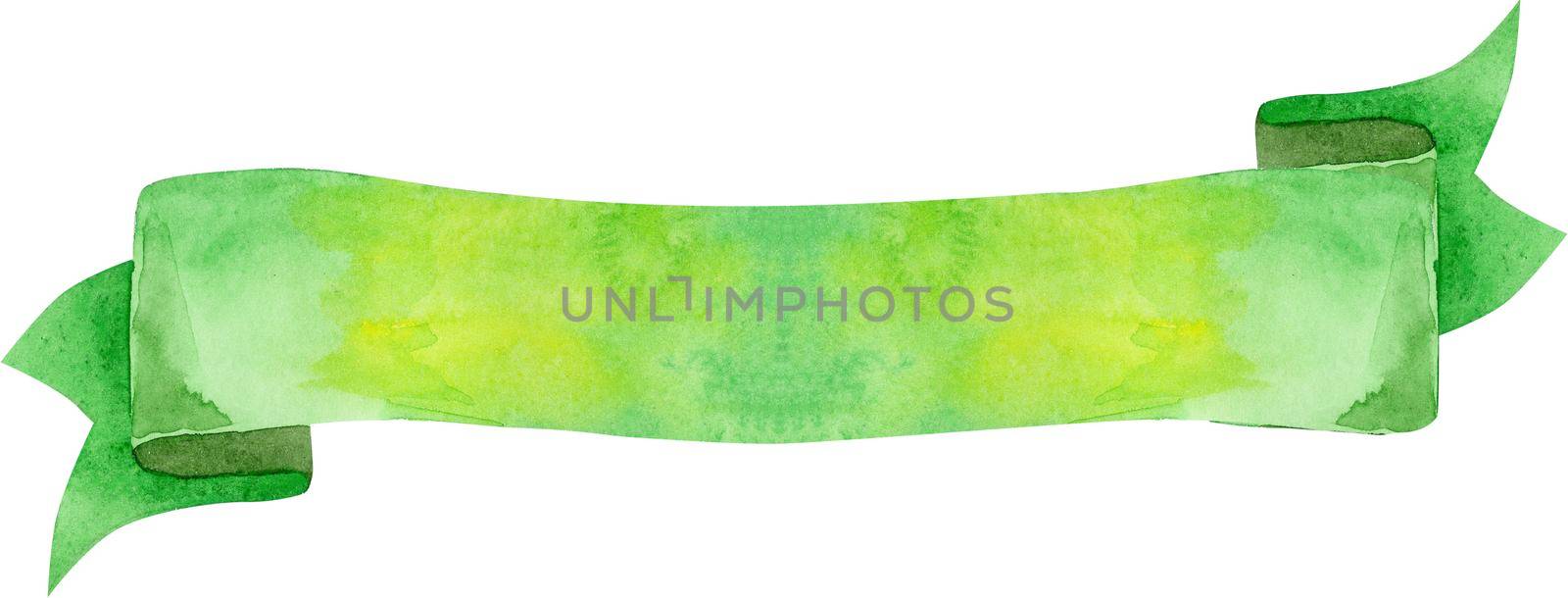 Watercolor green banner by NataOmsk