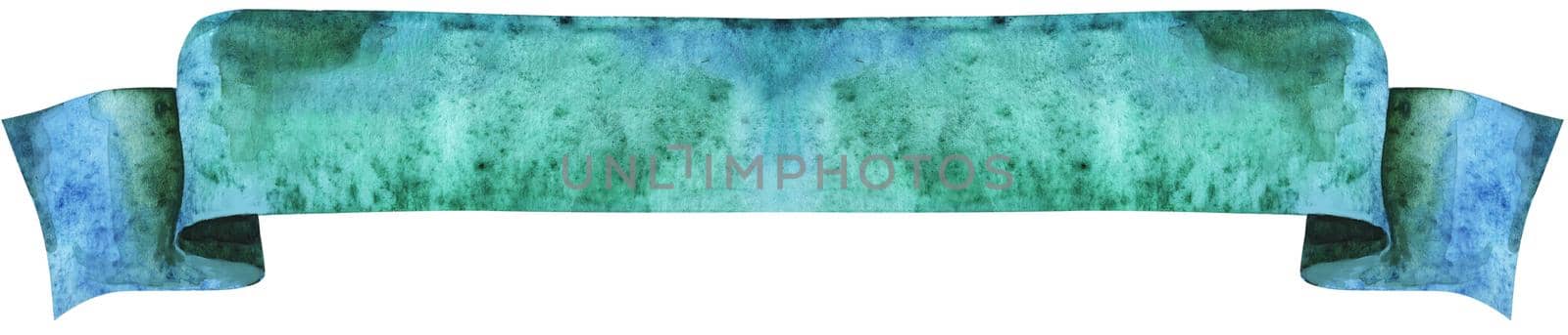 Watercolor emerald banner. Hand painted banners isolated on white background. by NataOmsk