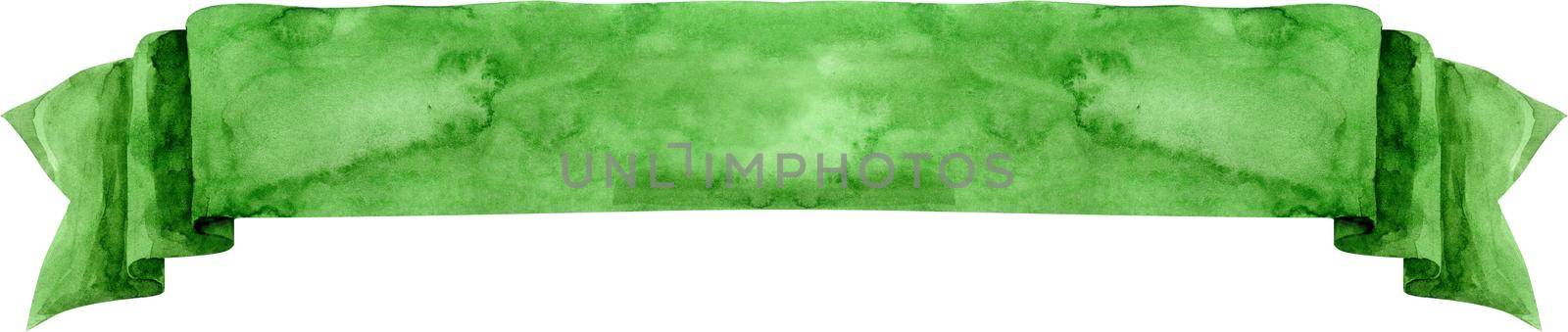 Watercolor green banner by NataOmsk