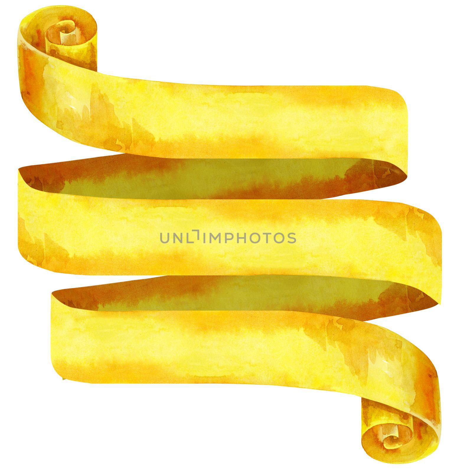 Watercolor yellow banner. Hand painted banners isolated on white background. by NataOmsk