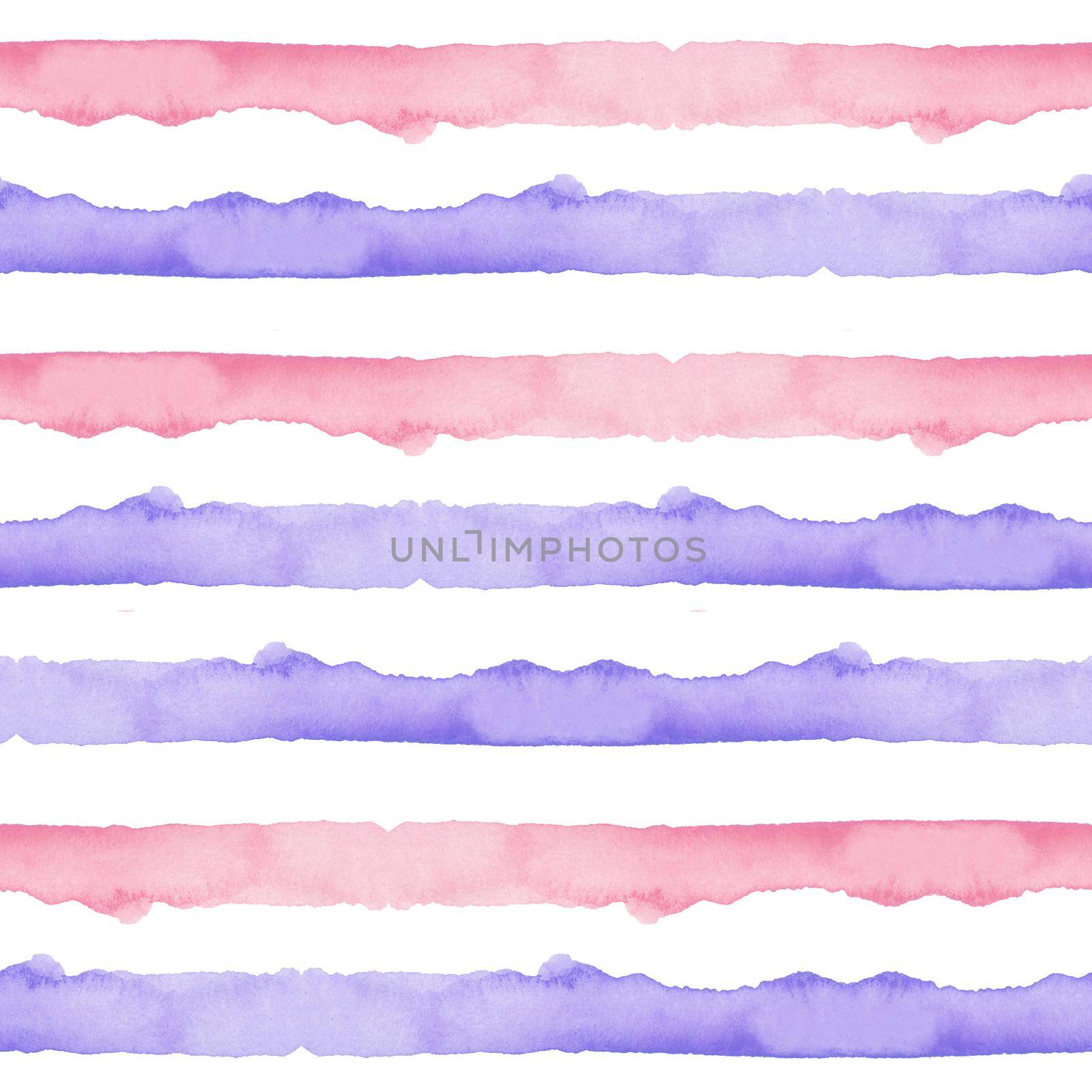 Abstract Pink Blue Stripes Watercolor Background.Line Seamless Pattern for Fabric Textile and Paper. Simple Hand Painted Stripe by DesignAB