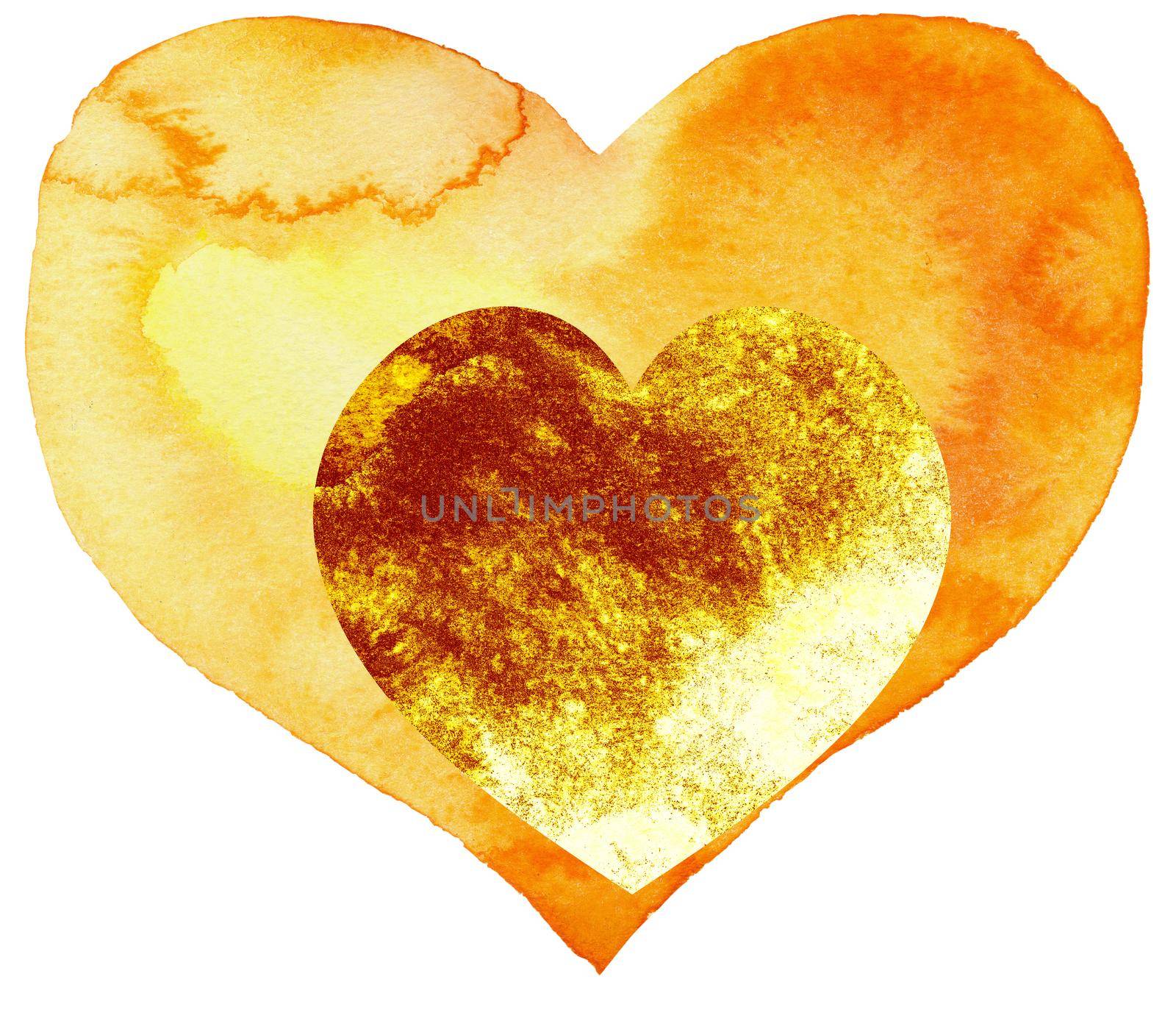 Two hearts one in the other, yellow and gold by NataOmsk