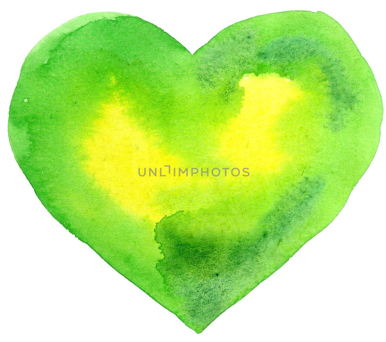 watercolor green heart by NataOmsk