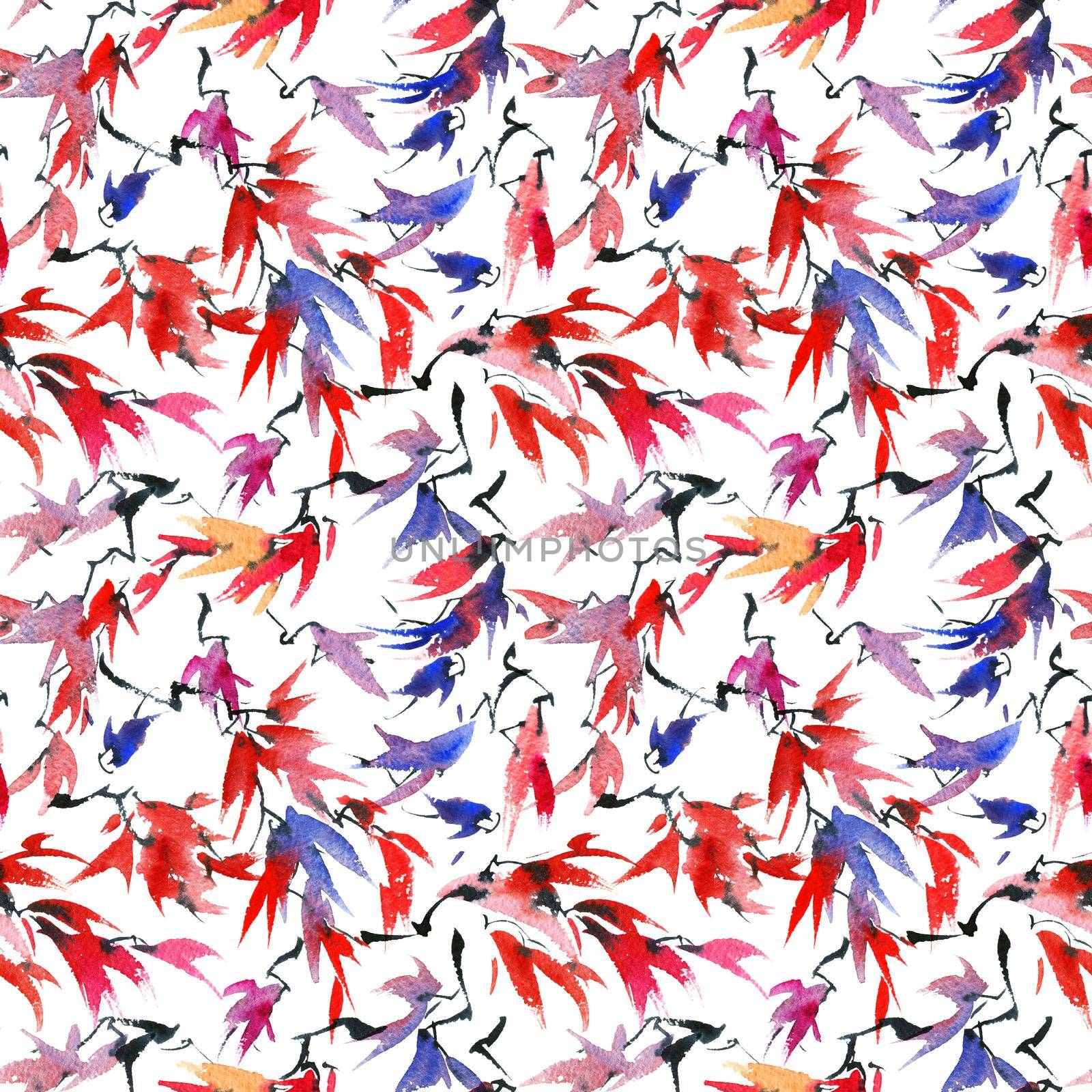 Watercolor foliate pattern by Olatarakanova