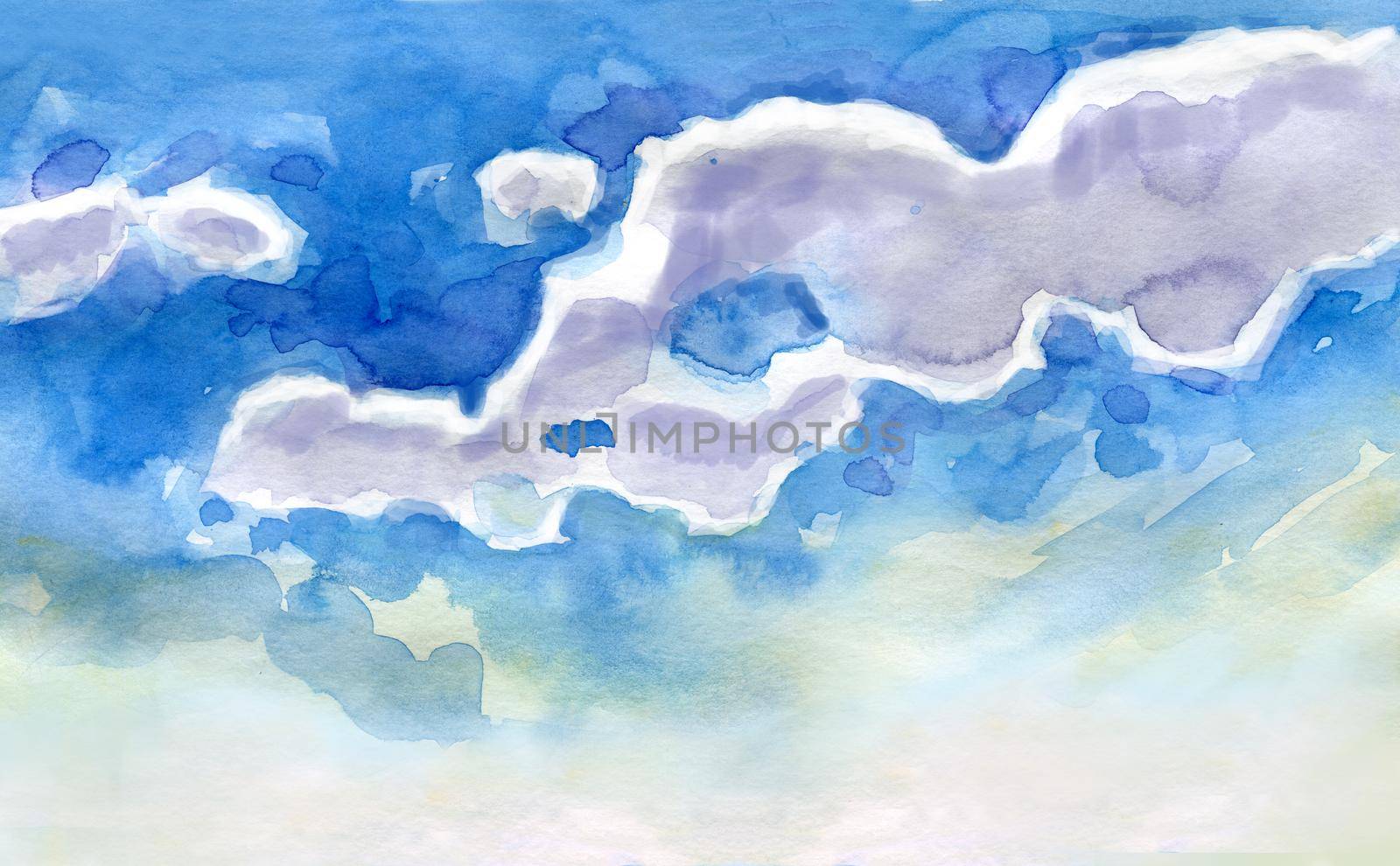 Beautiful watercolor sky, great design for any purposes. Blue light watercolor background, texture paper. by NataOmsk