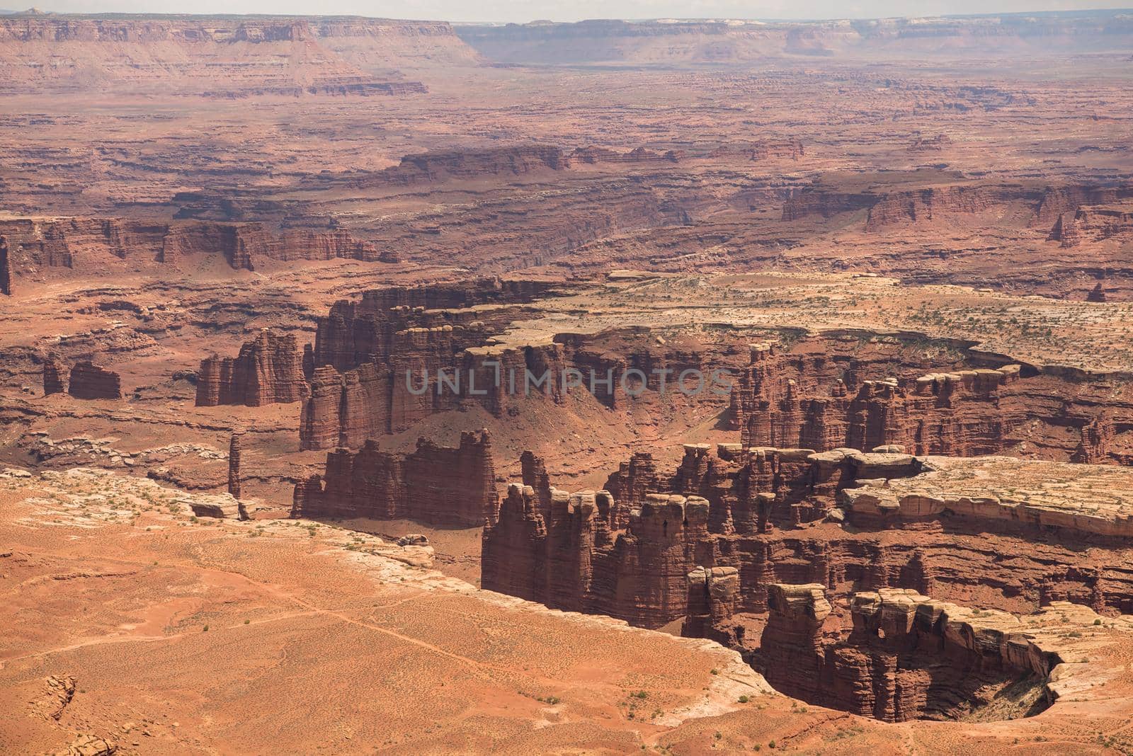 Canyonlands National Park with levels of red and brown rock canyon. by jyurinko