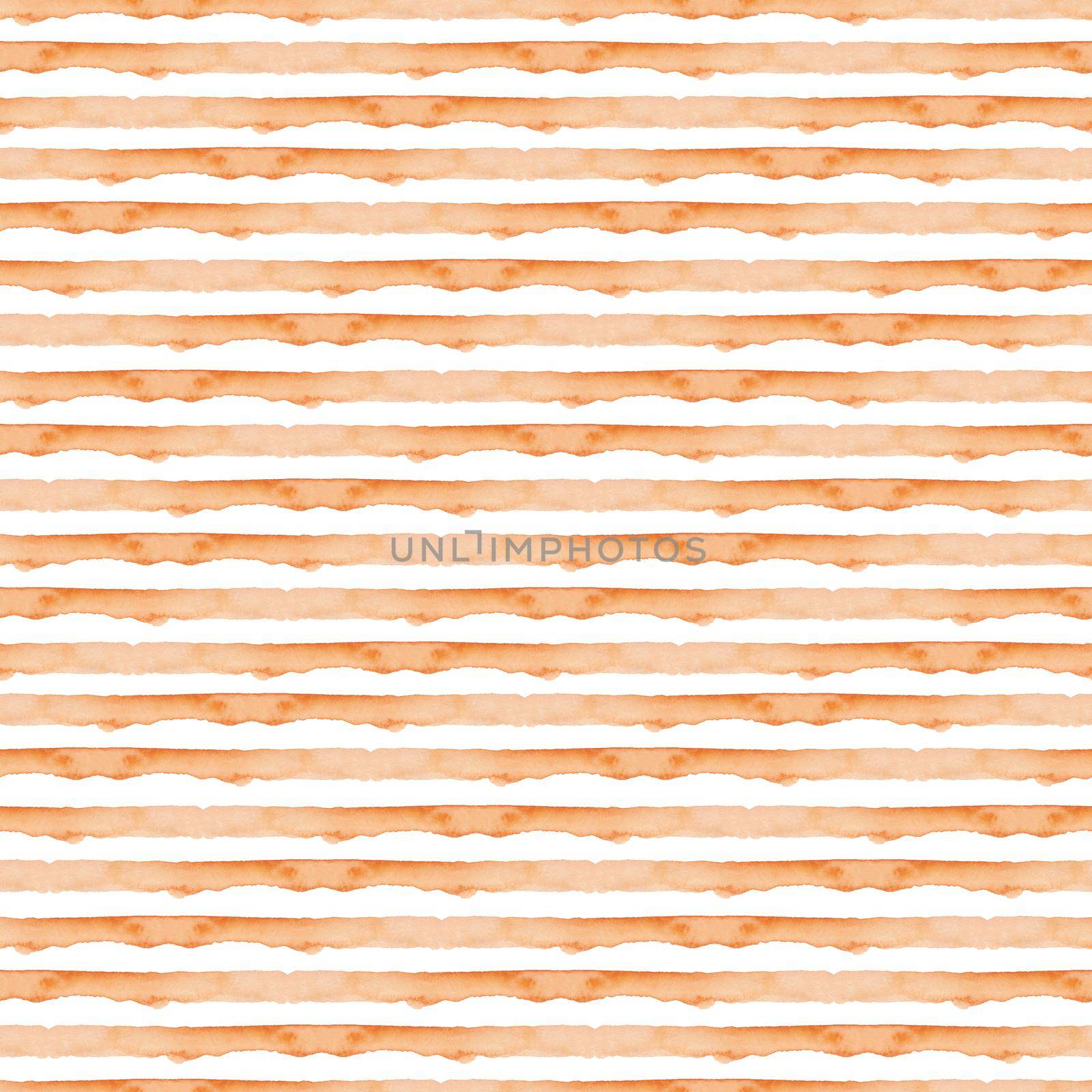 Orange Abstract Watercolor Geometric Background. Seamless Pattern with Stripes. Handmade Texture for Fabric Design and Wallpaper