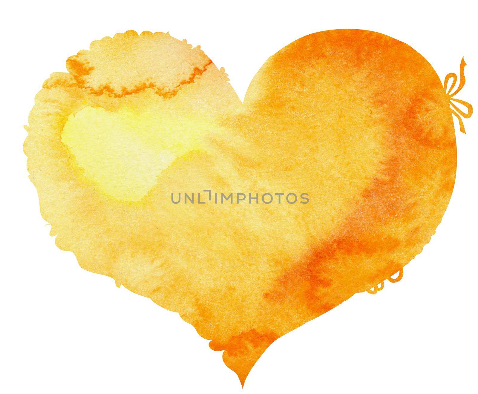watercolor yellow heart with a lace edge by NataOmsk