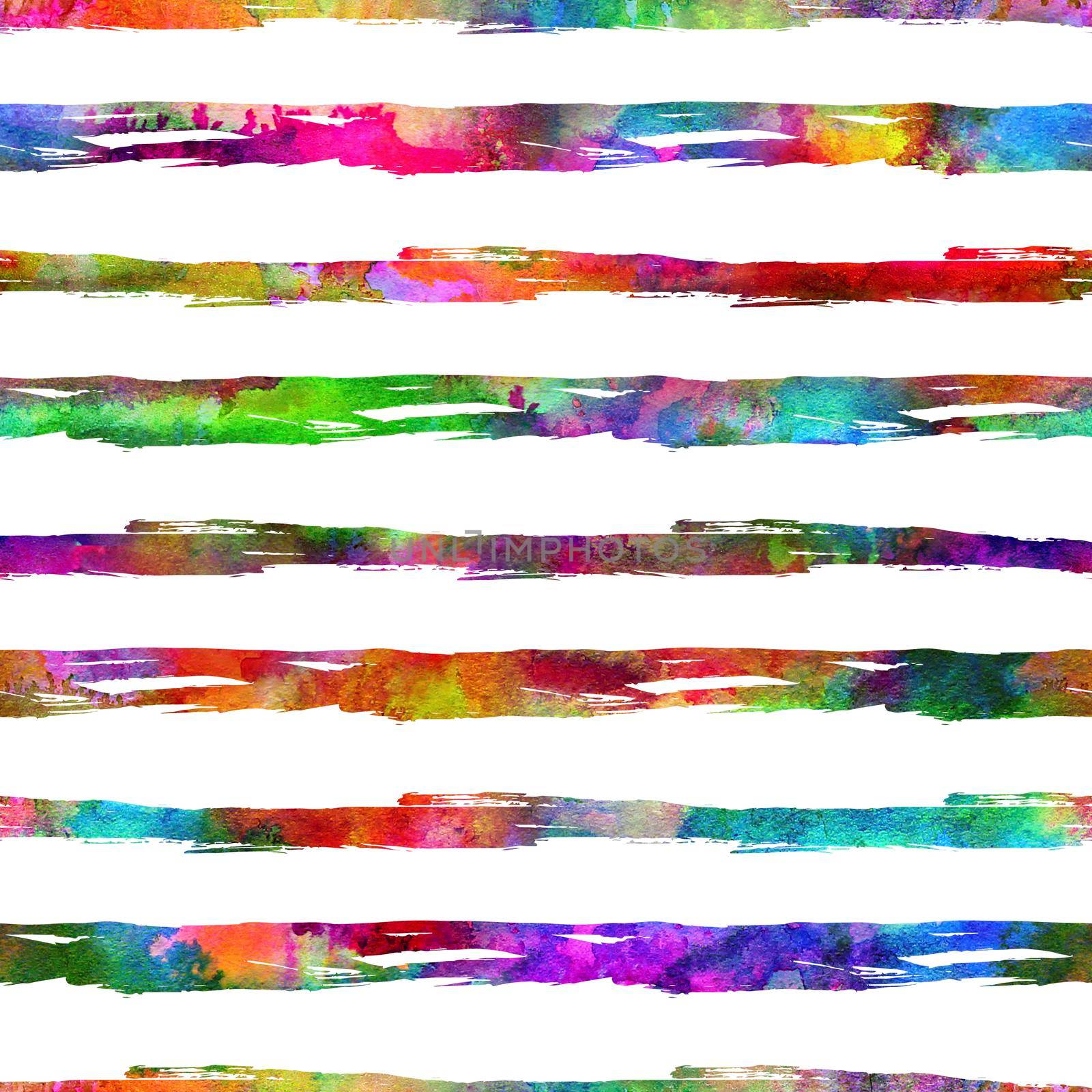 Watercolor Brush Stripes Seamless Pattern Grange Geometric Design in Rainbow Color. Modern Strokes Grung Collage Background for kids fabric and textile.