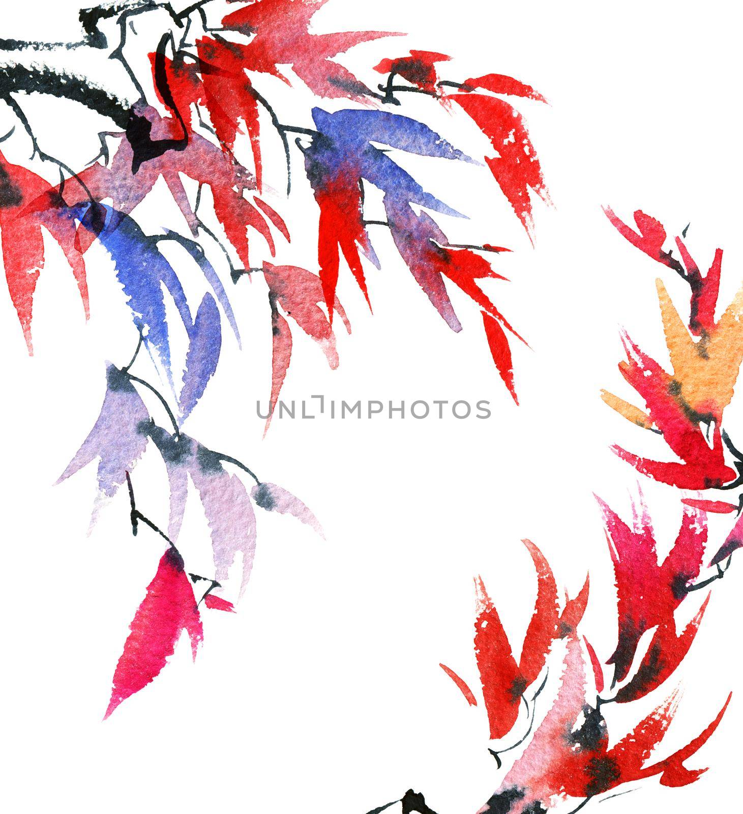 Tree brunch with leaves by Olatarakanova