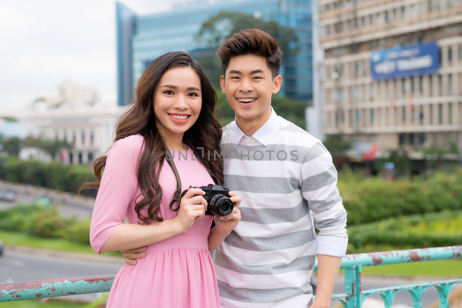 Travel. Couple Walking On Streets On Weekend Vacation, Looking And Enjoying Architecture. 