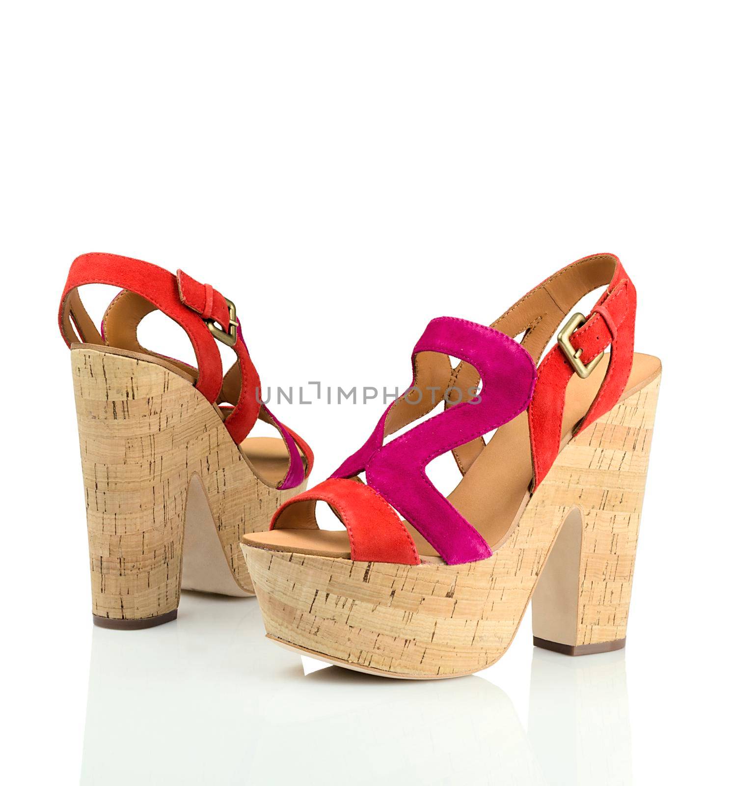 Pair of modern fashionable women shoes shot in studio