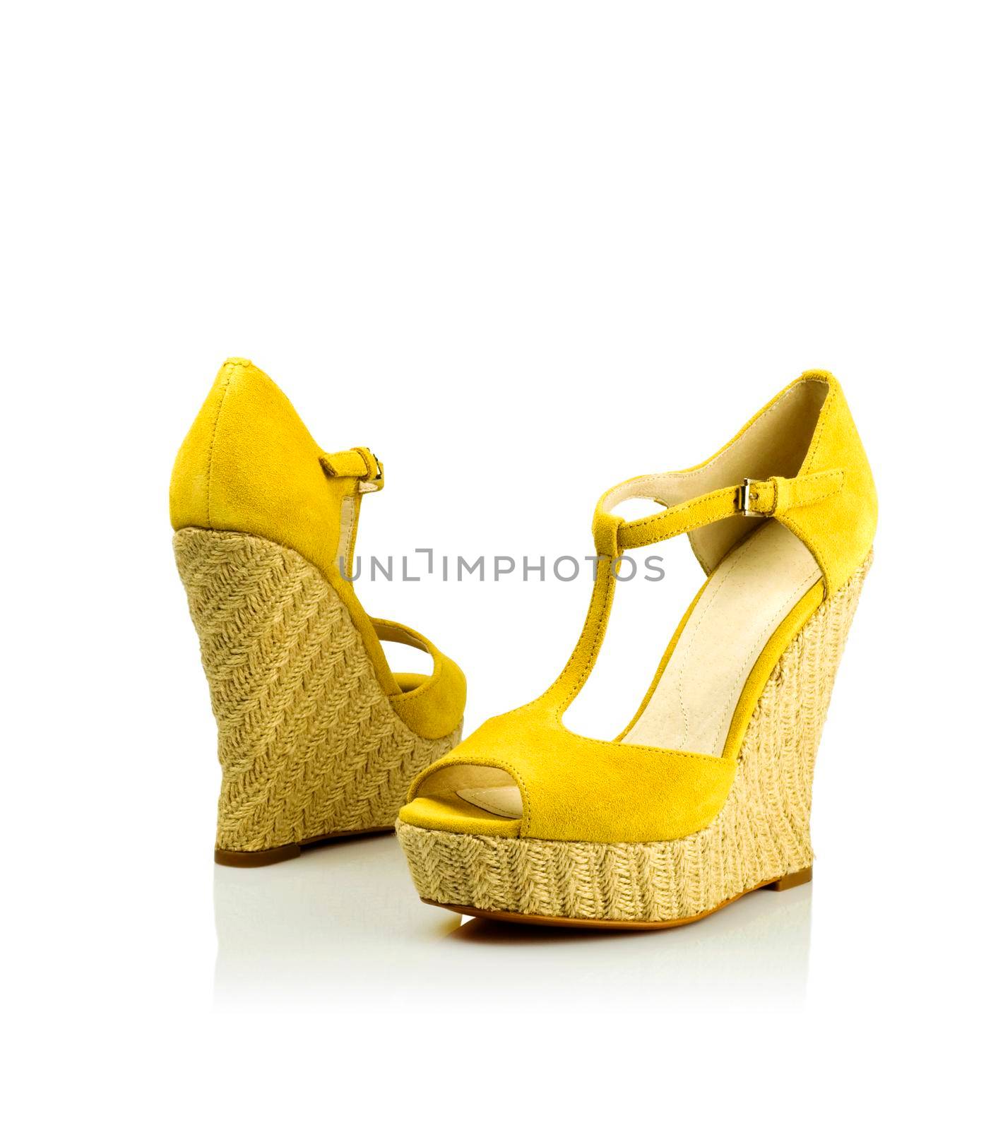 Pair of modern fashionable women shoes shot in studio
