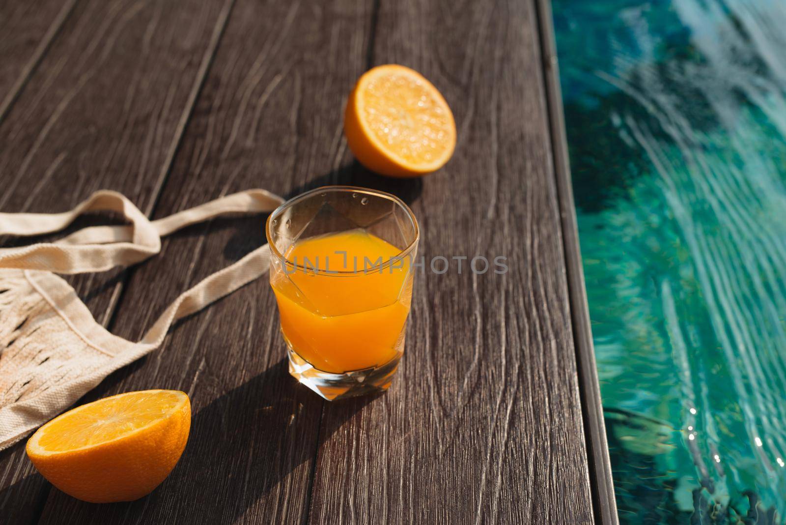 Fresh orange and set of summer fashion beach accessories  by makidotvn