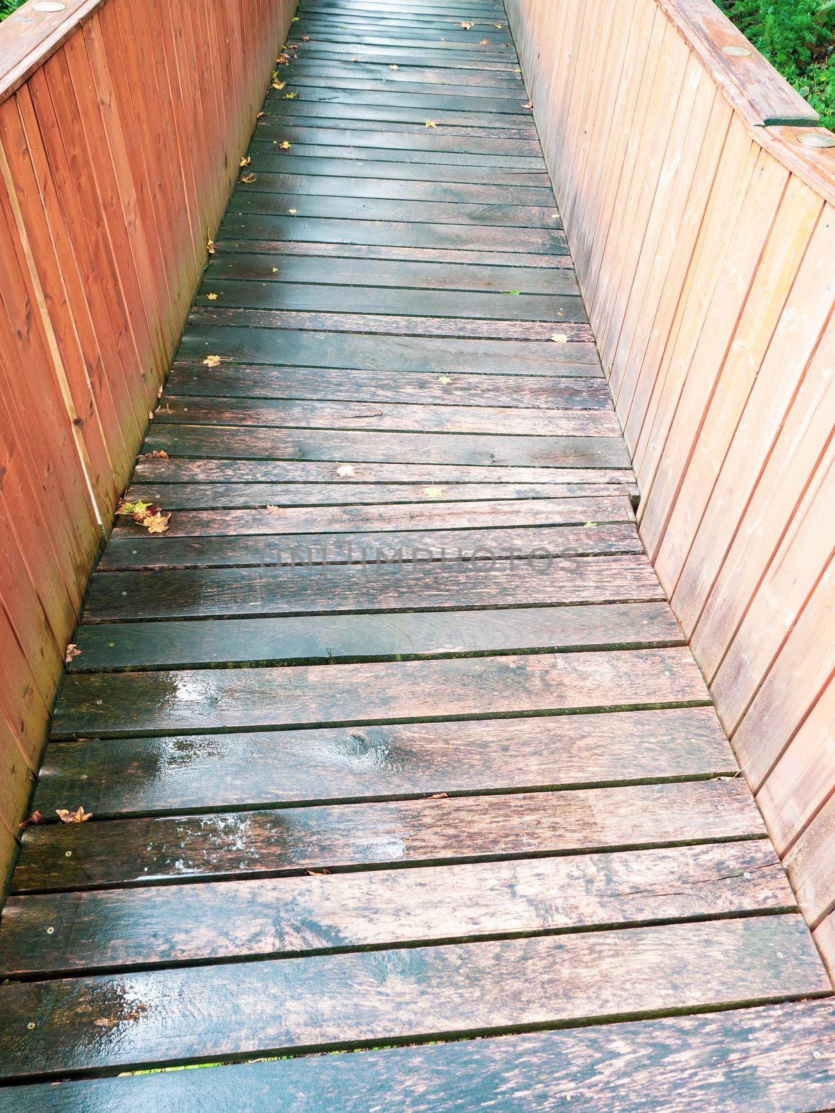Wet wooden path for wheelchairs, another castle entrance. by rdonar2