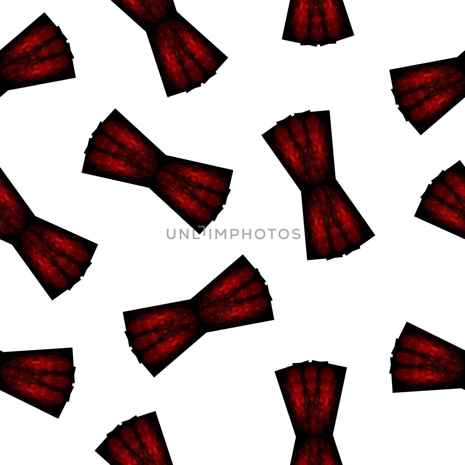 Seamless Pattern with Red and Black Bow on White Background. by Rina_Dozornaya