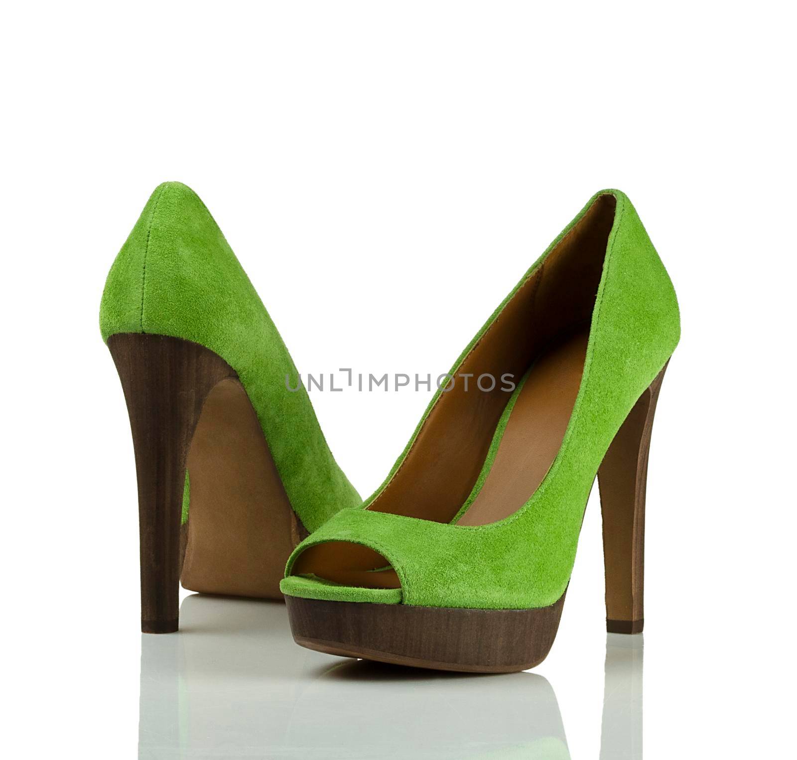 Pair of modern fashionable women shoes shot in studio