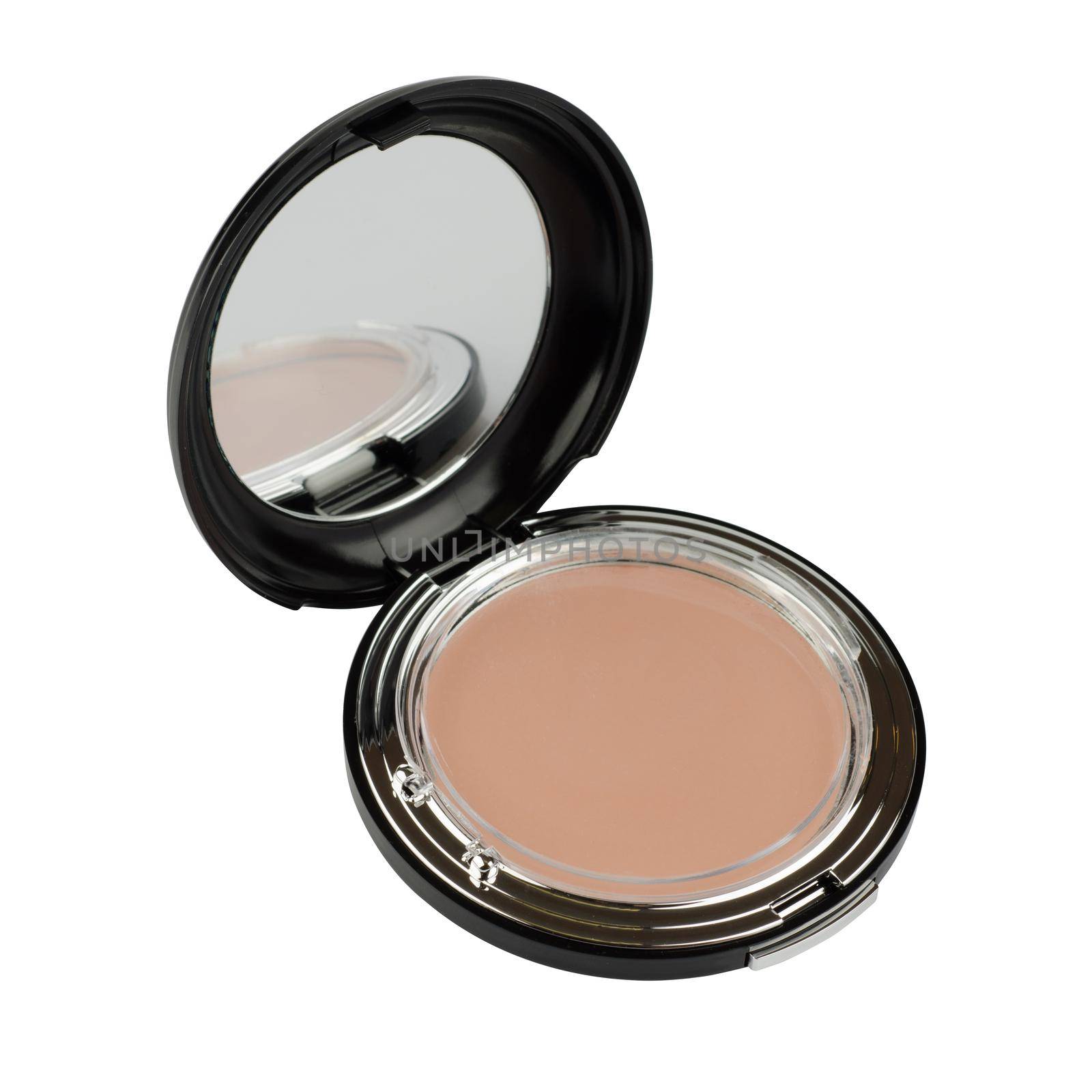 Makeup Powder with mirror on a white background