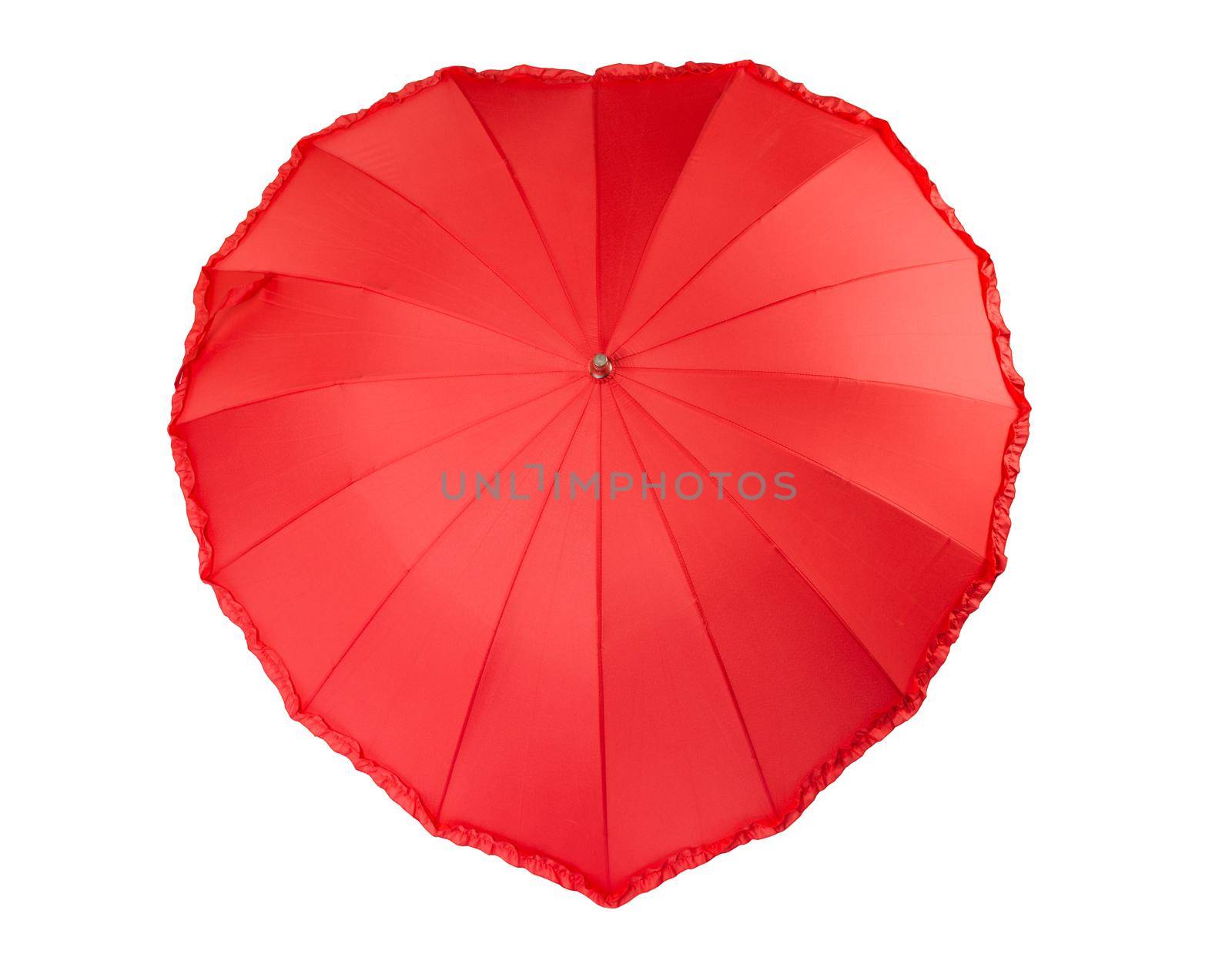 Heart shaped umbrella isolated on white background