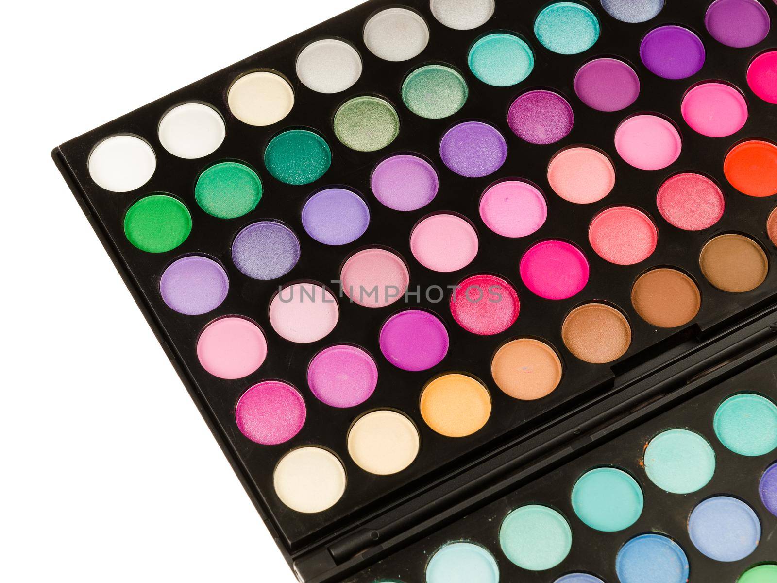 Professional makeup palette isolated on white background