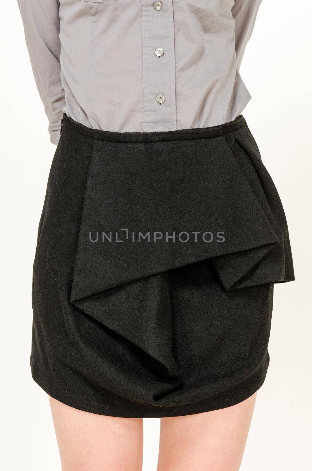 Closeup shot of woman wearing trendy fashion skirt