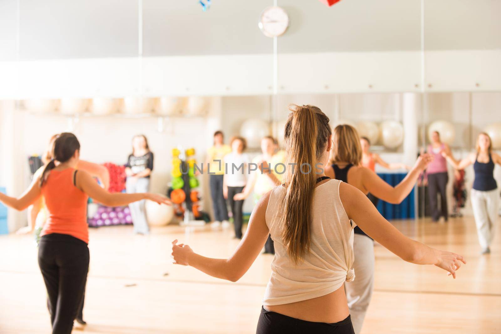 Dance class for women at fitness centre