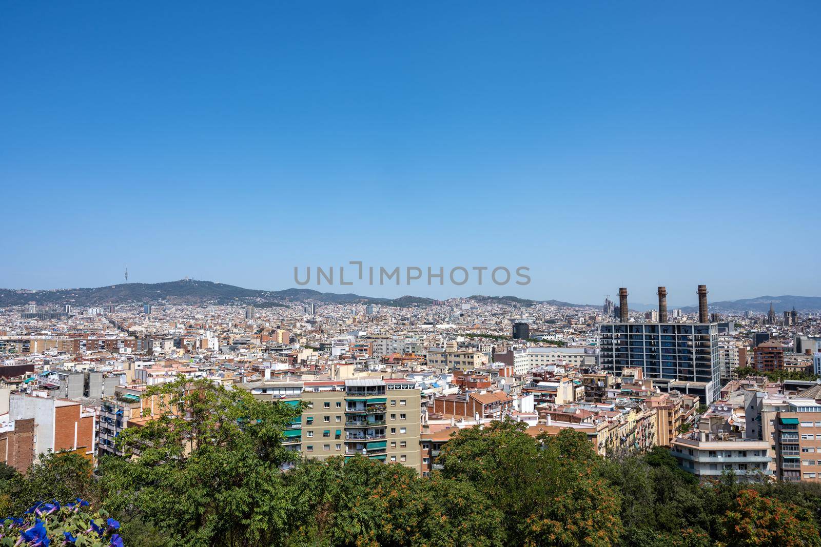 View over Barcelona from Montjuic mountain by elxeneize