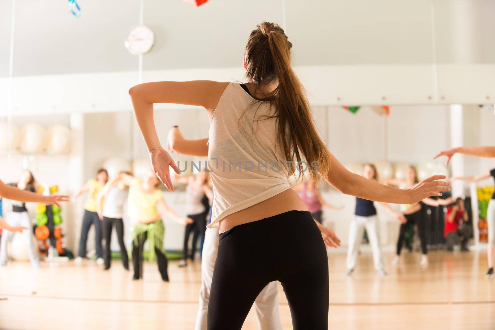 Dance class for women at fitness centre