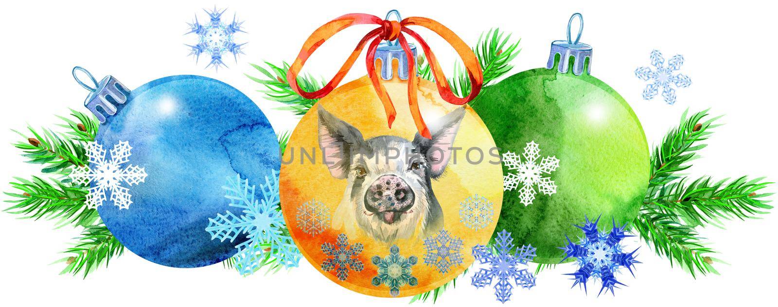 Watercolor Christmas tree border for your creativity by NataOmsk