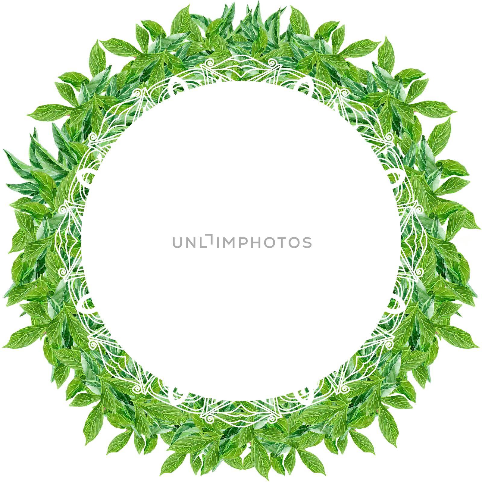 Wreath for decoration design. Vintage design. Herbal illustration. Natural backdrop