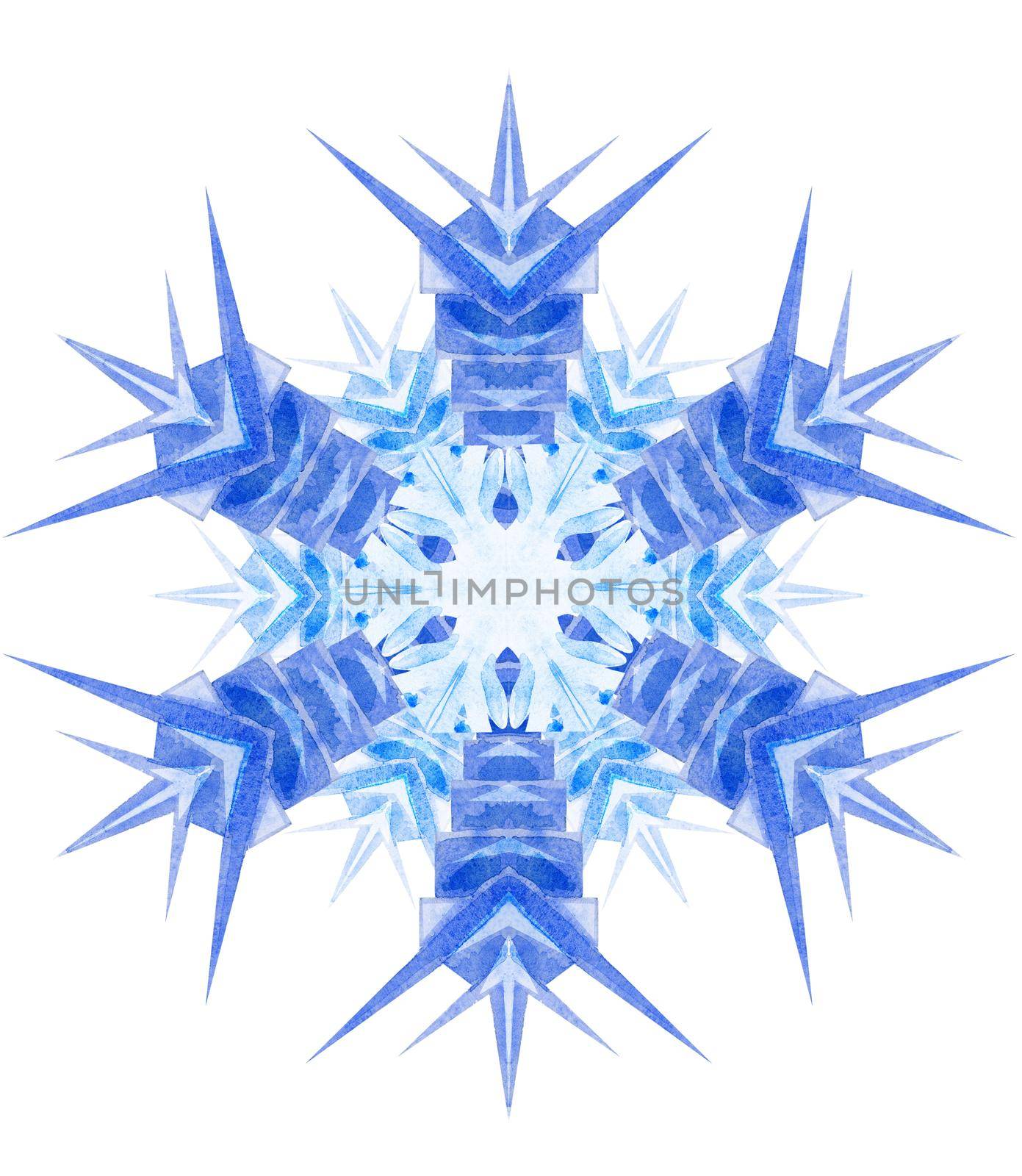 Watercolor snowflake on white background.  by NataOmsk