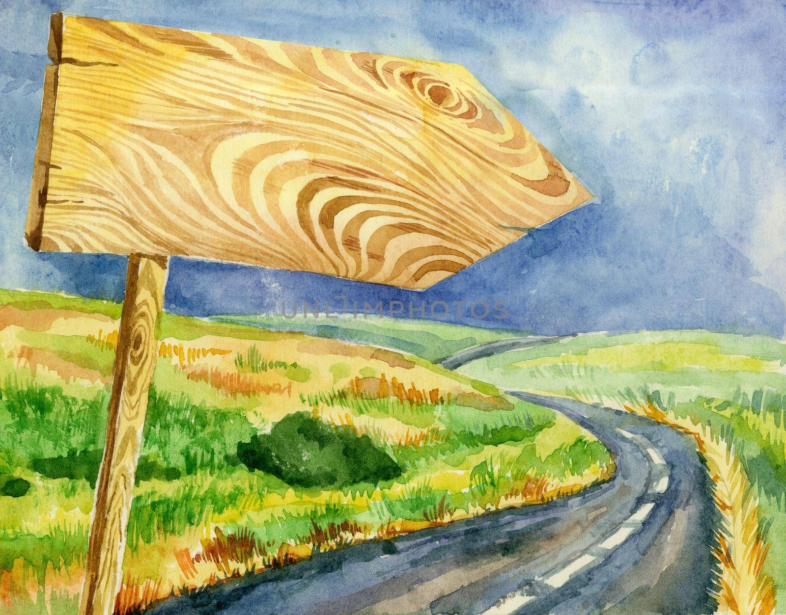 Index sign, Watercolor painting by NataOmsk