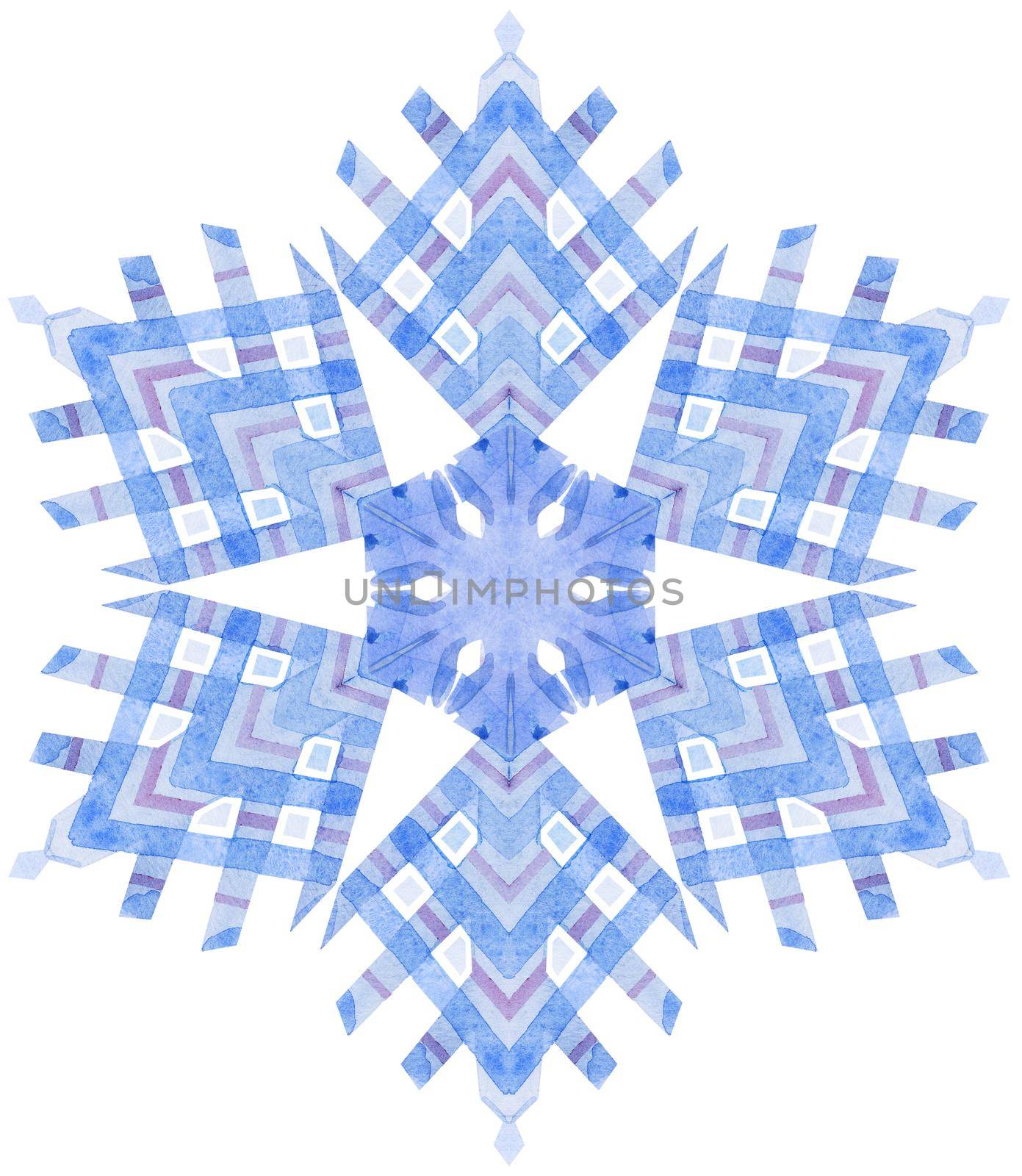 Watercolor snowflake on white background.  by NataOmsk