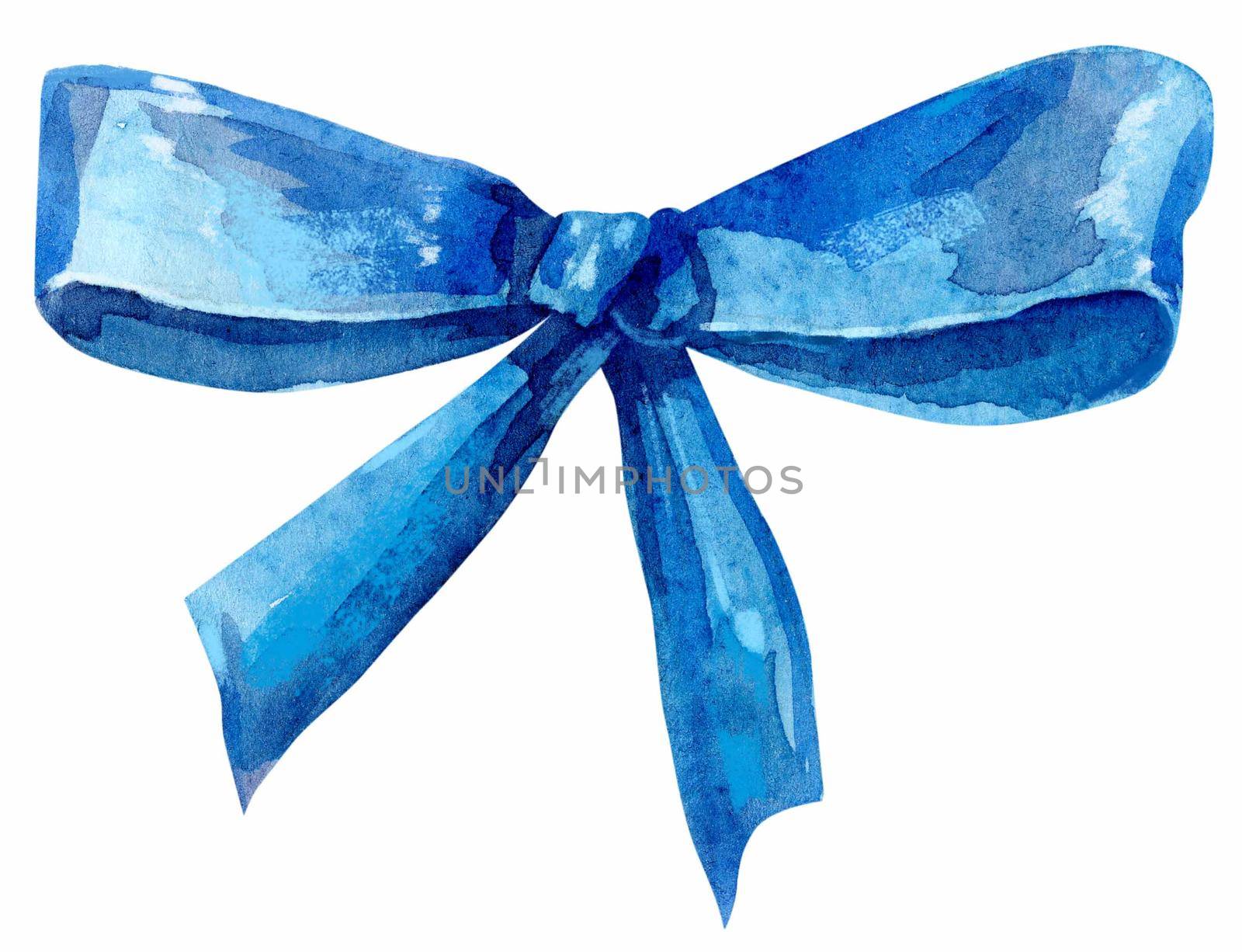Watercolor blue bow. Beautiful great design for any purposes by NataOmsk
