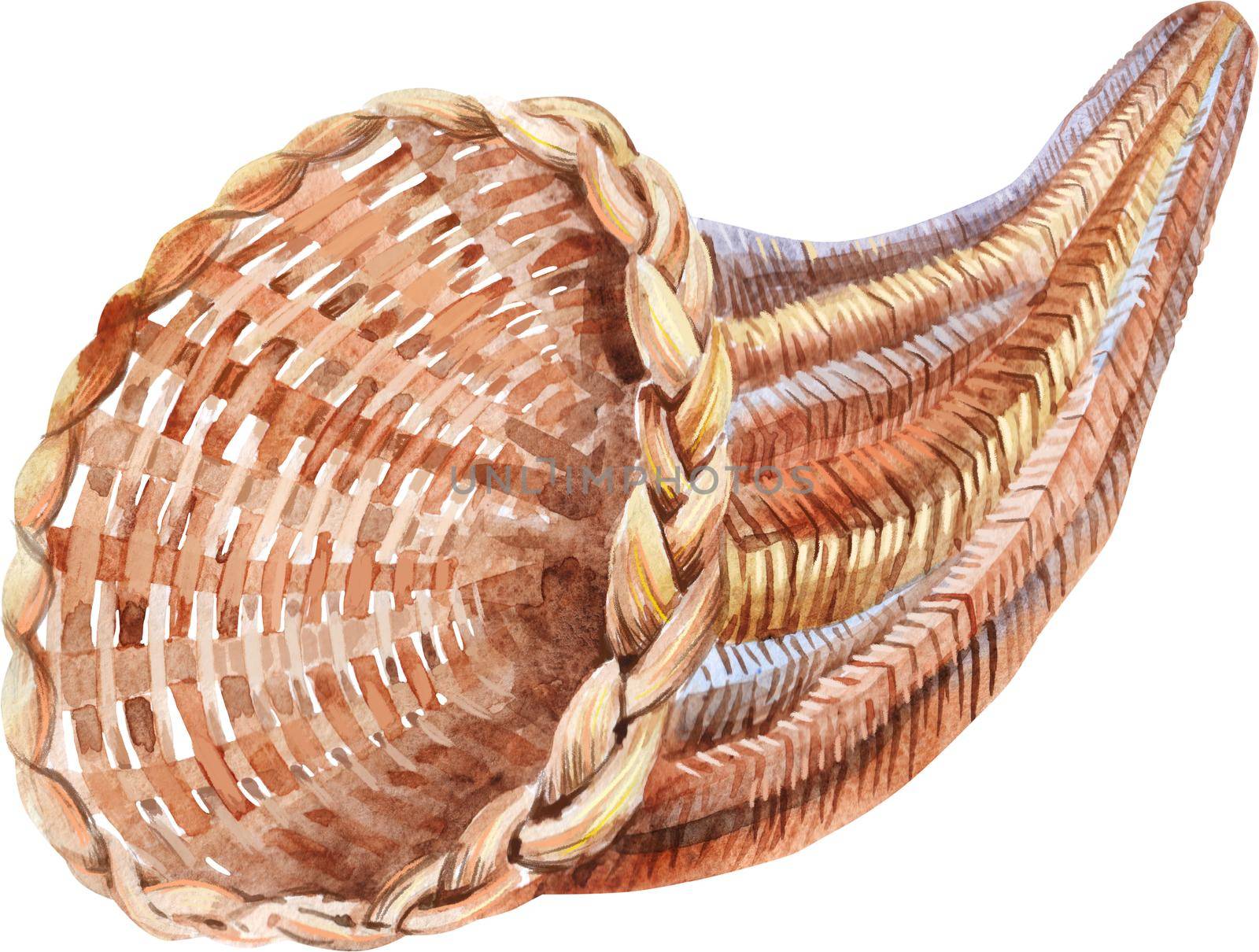 Illustration depicting an empty wicker cornucopia basket by NataOmsk
