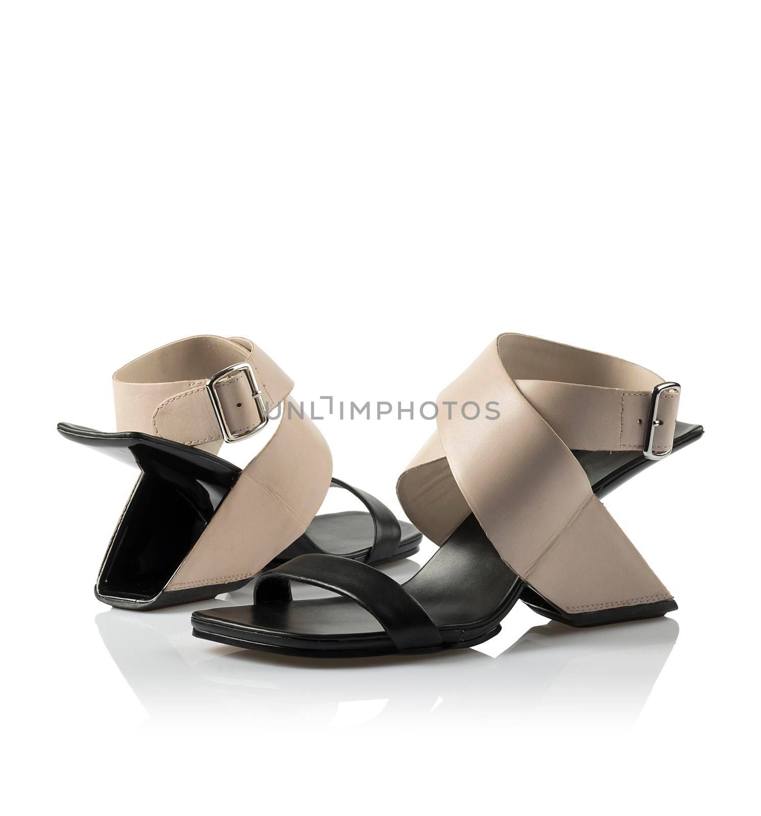 Pair of modern fashionable women shoes shot in studio