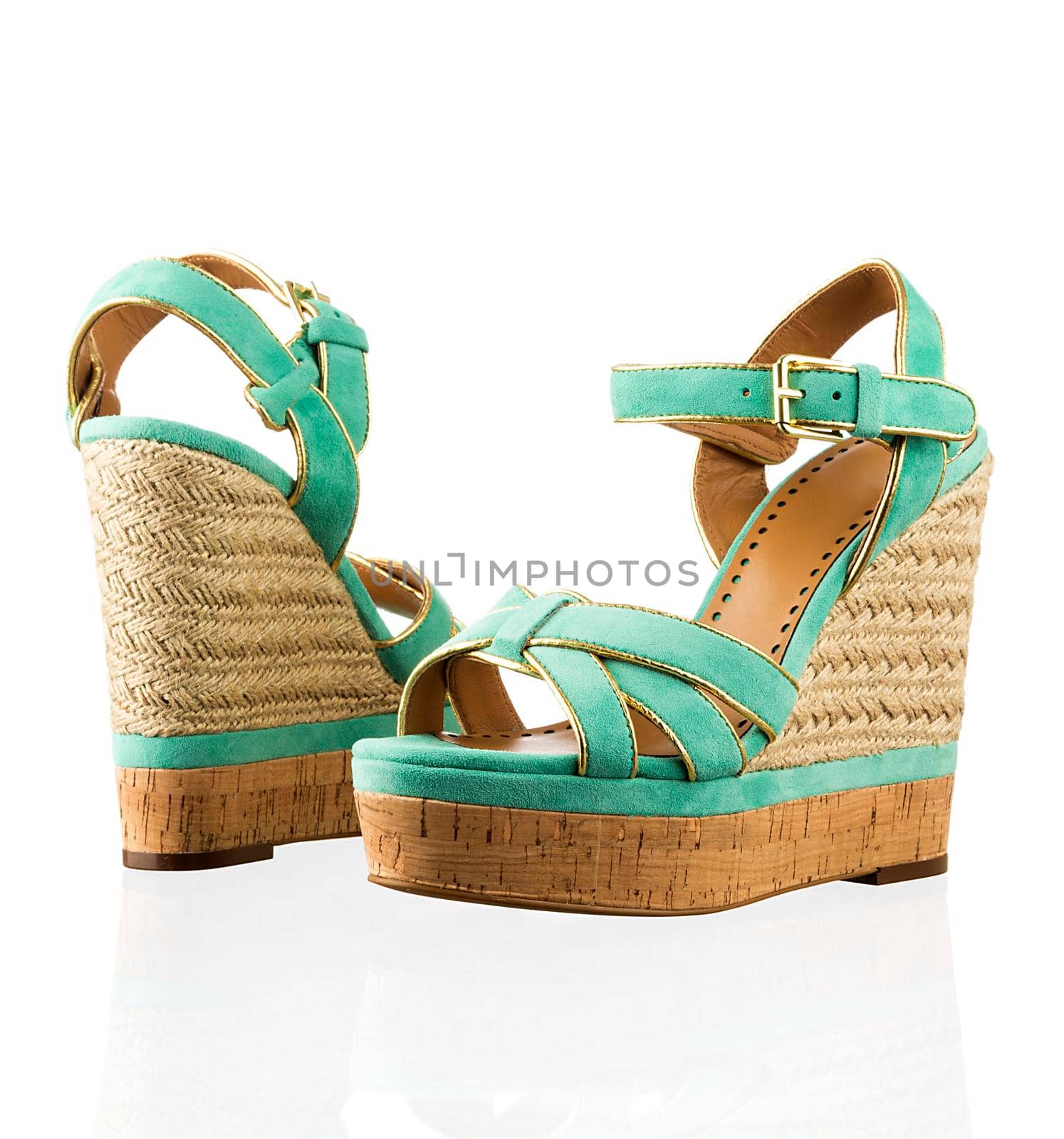 Pair of modern fashionable women shoes shot in studio