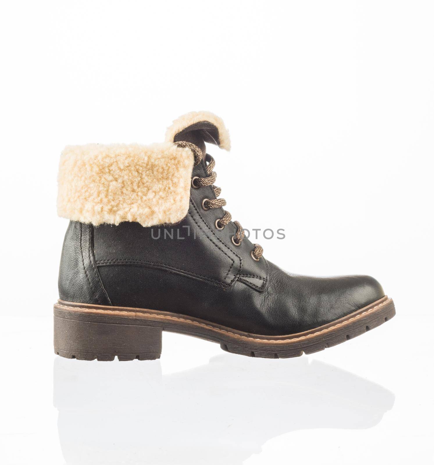 Modern fashionable women winter boot shot in studio