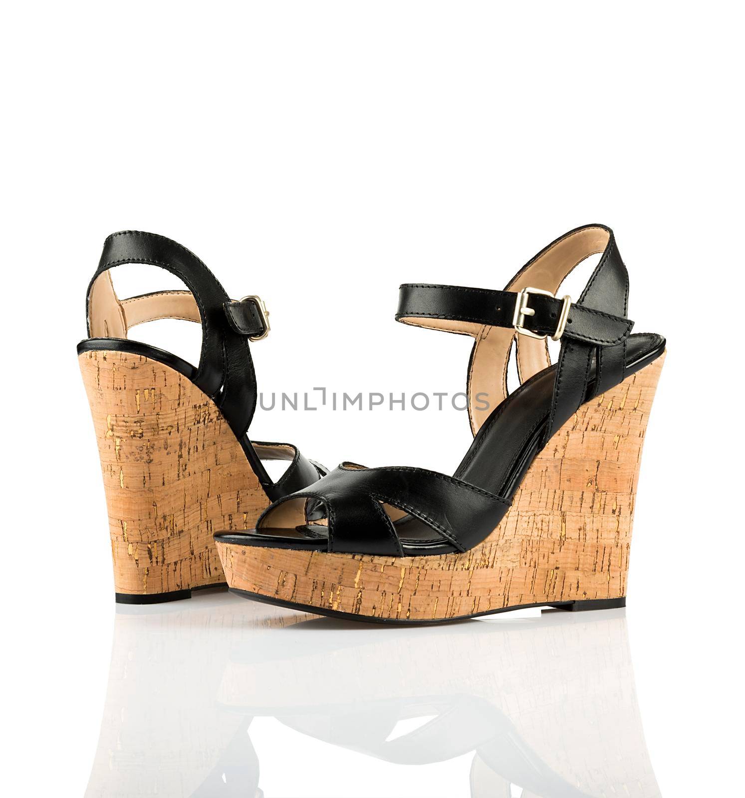 Pair of modern fashionable women shoes shot in studio