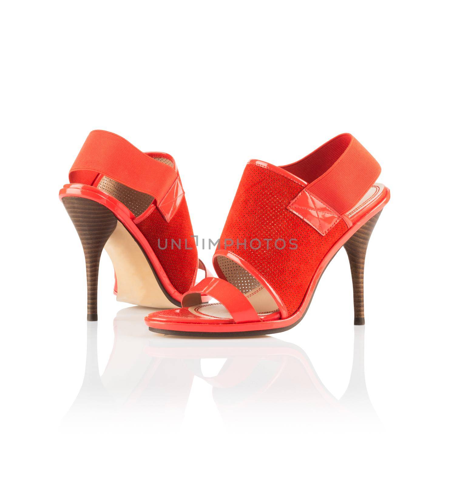 Pair of modern fashionable women shoes shot in studio
