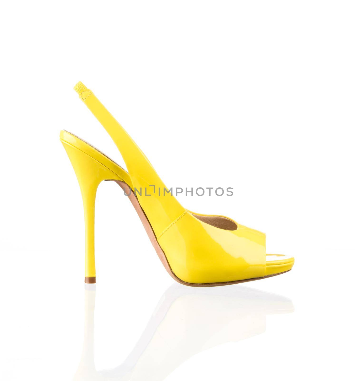 Woman fashion summer shoe with reflection