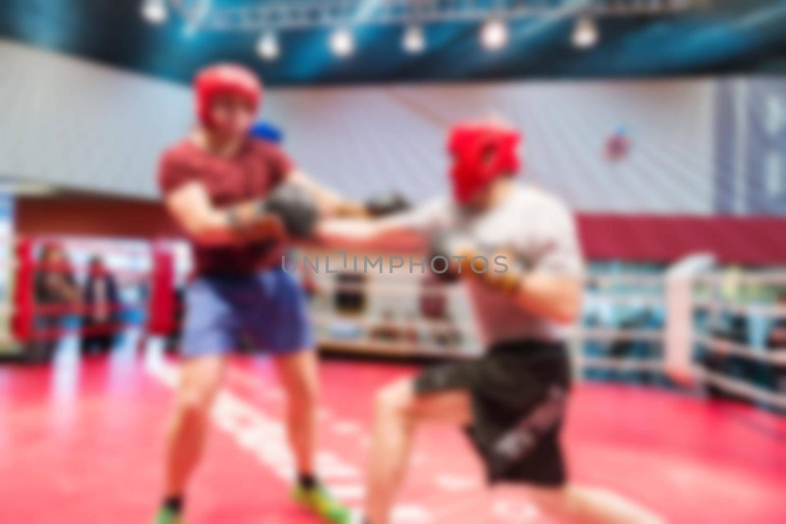 Boxing match abstract blur sports background with bokeh