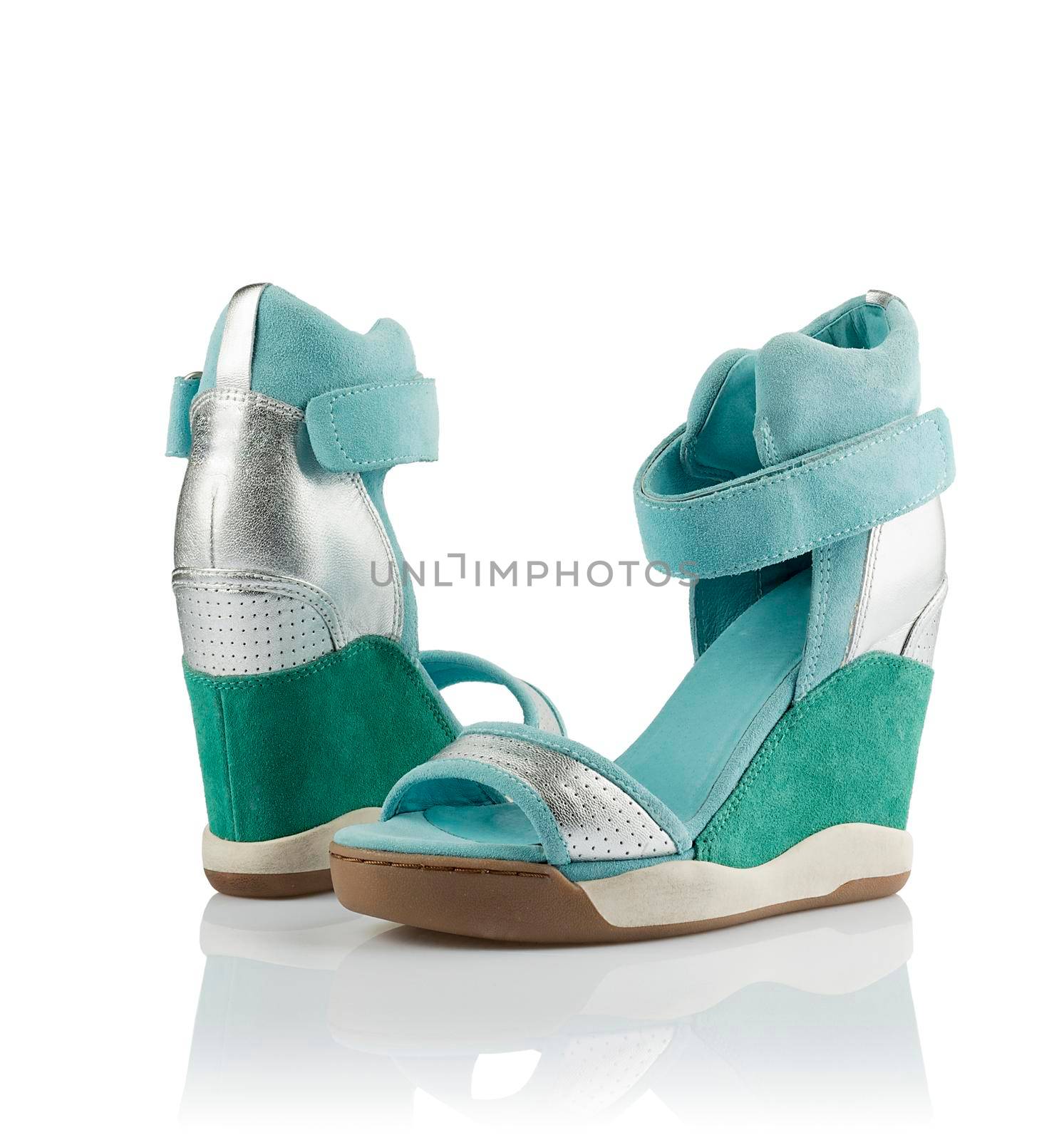 Pair of modern fashionable women shoes shot in studio