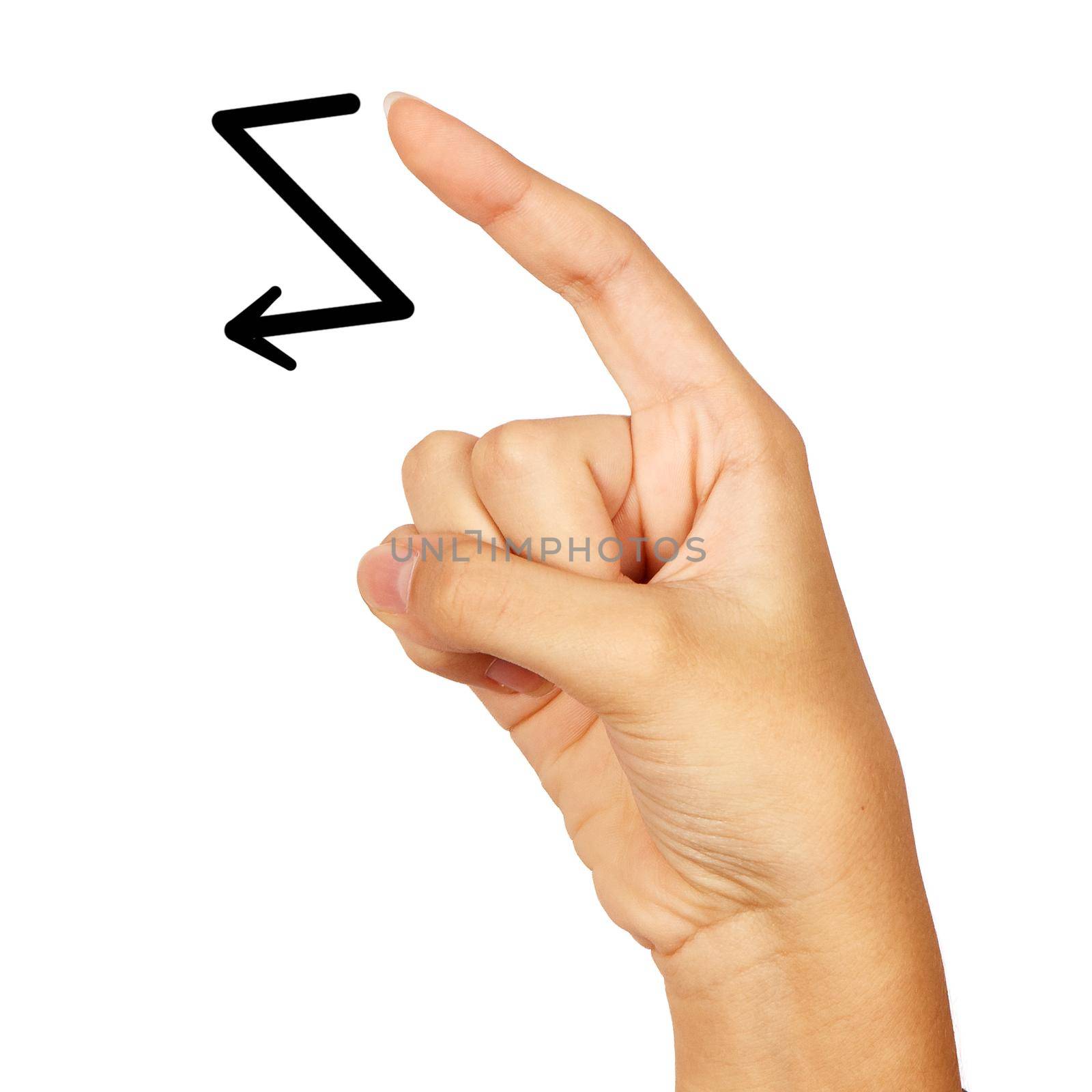 american sign language. female hand showing letter z by raddnatt