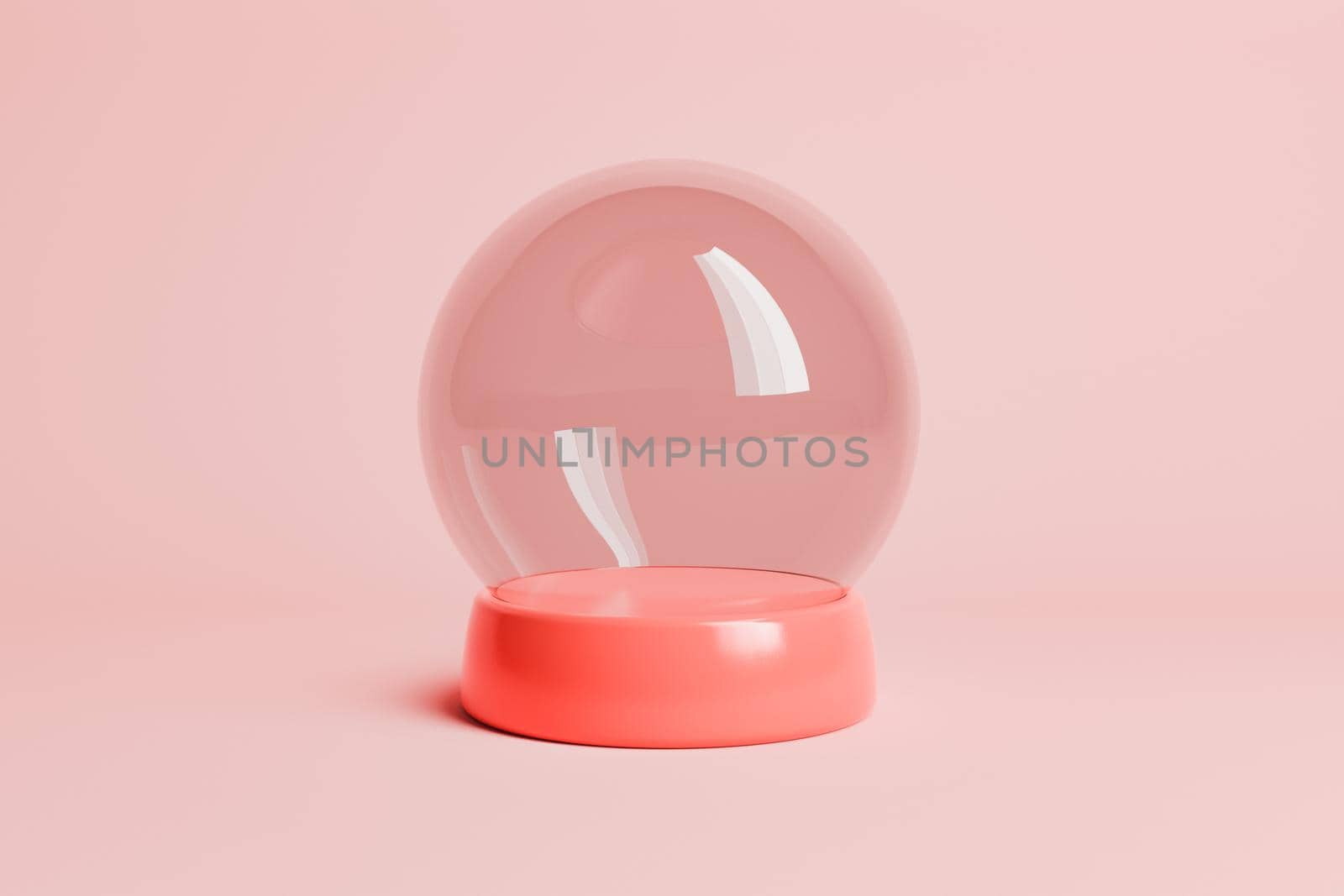 empty glass ball with holder for product sample. 3d rendering